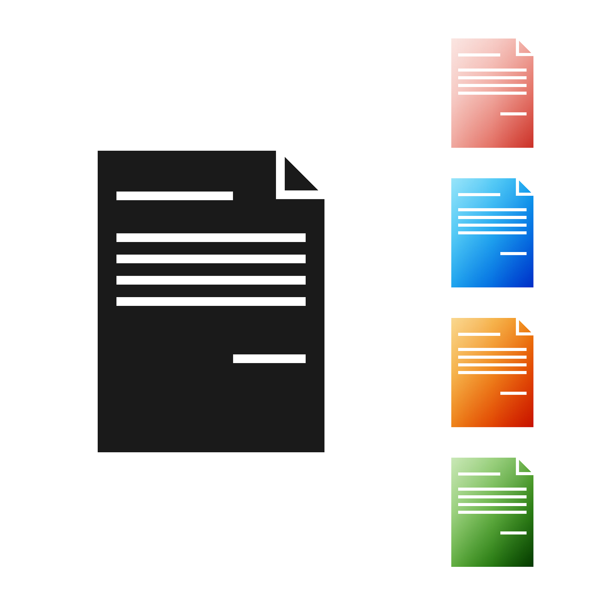 black document icon isolated on white background