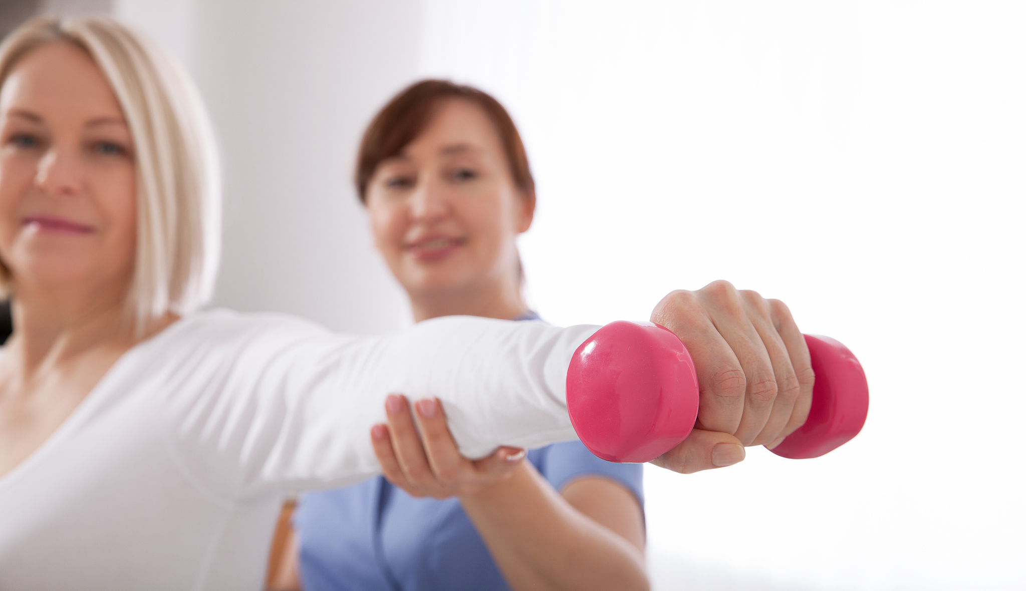 picture of middle aged woman during rehabilitation in profession