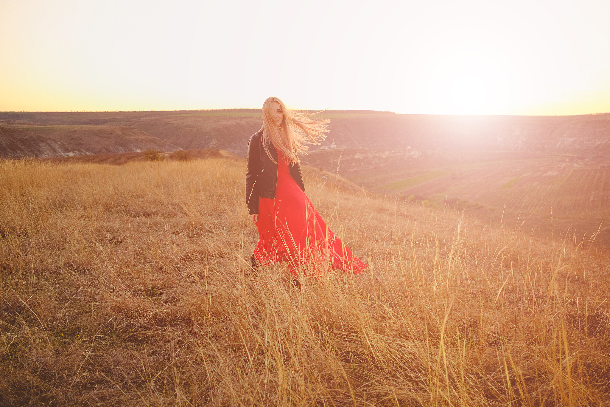 girl in red dress