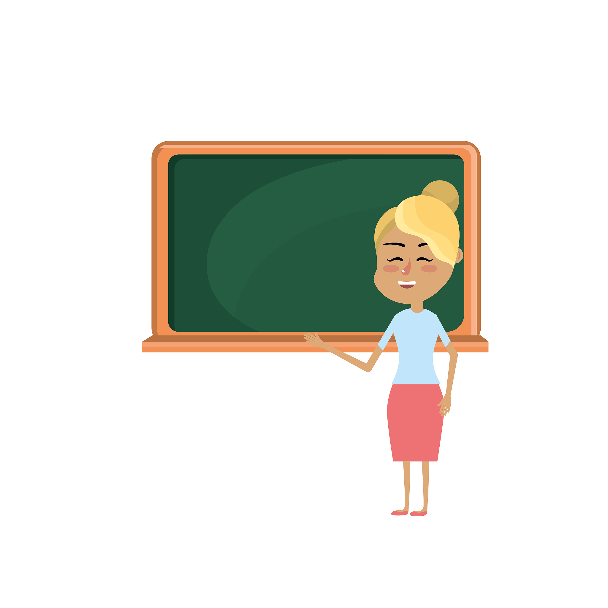 woman teacher teaching to the student in the blackboard