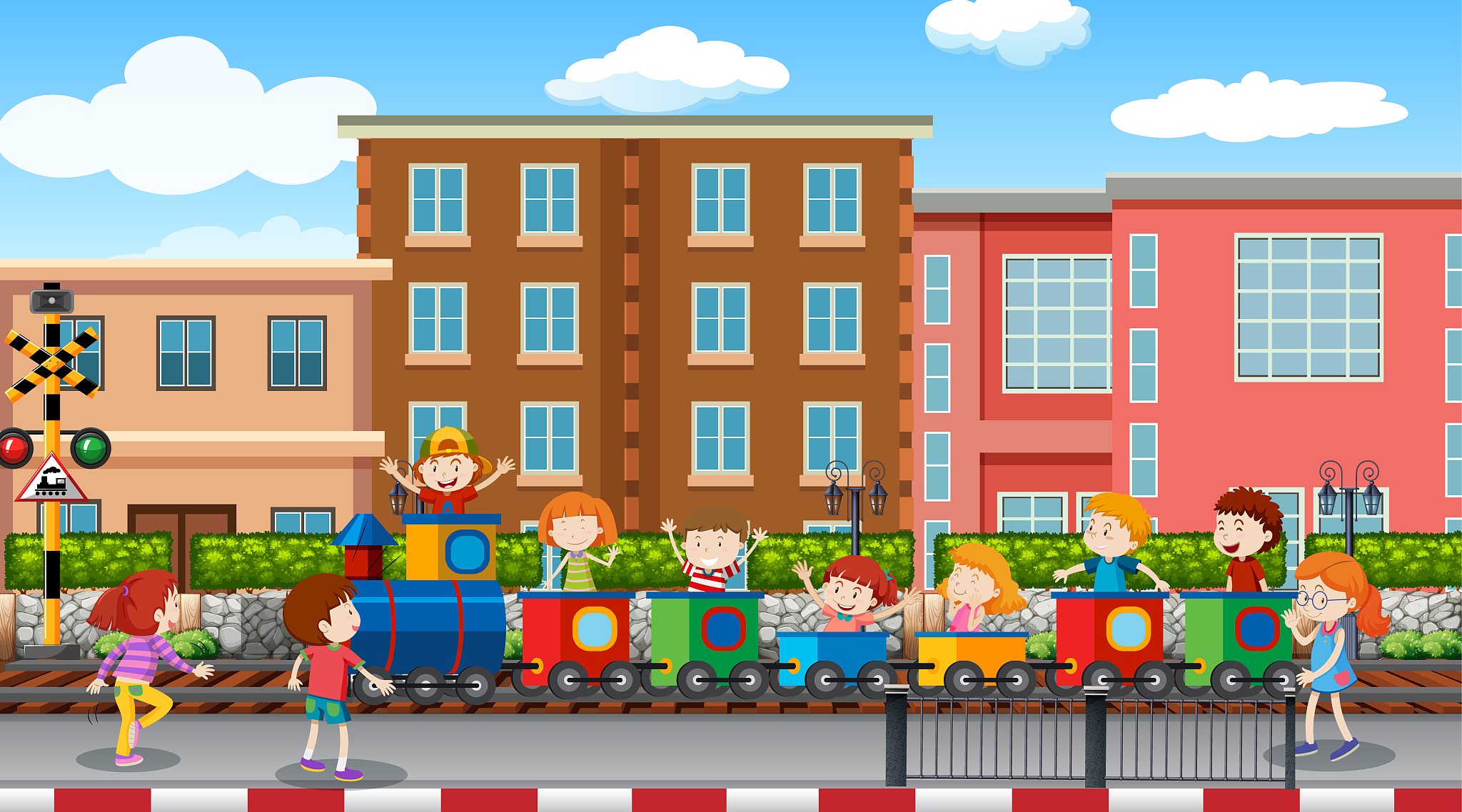 active kids playing in outdoor scene