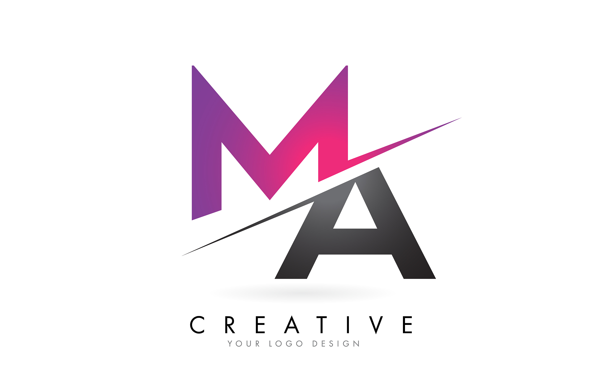 ma m a letter logo with color block design and