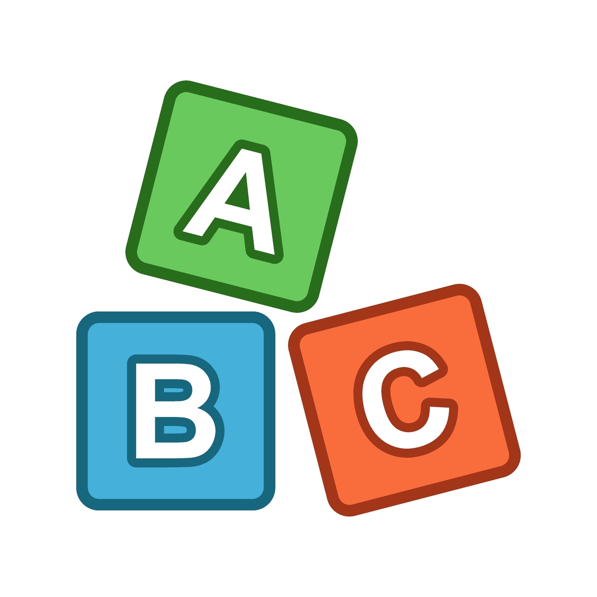 彩色扁平风格的字母ab<strong>c</strong>积木图标.儿童教育矢量图,孤立
