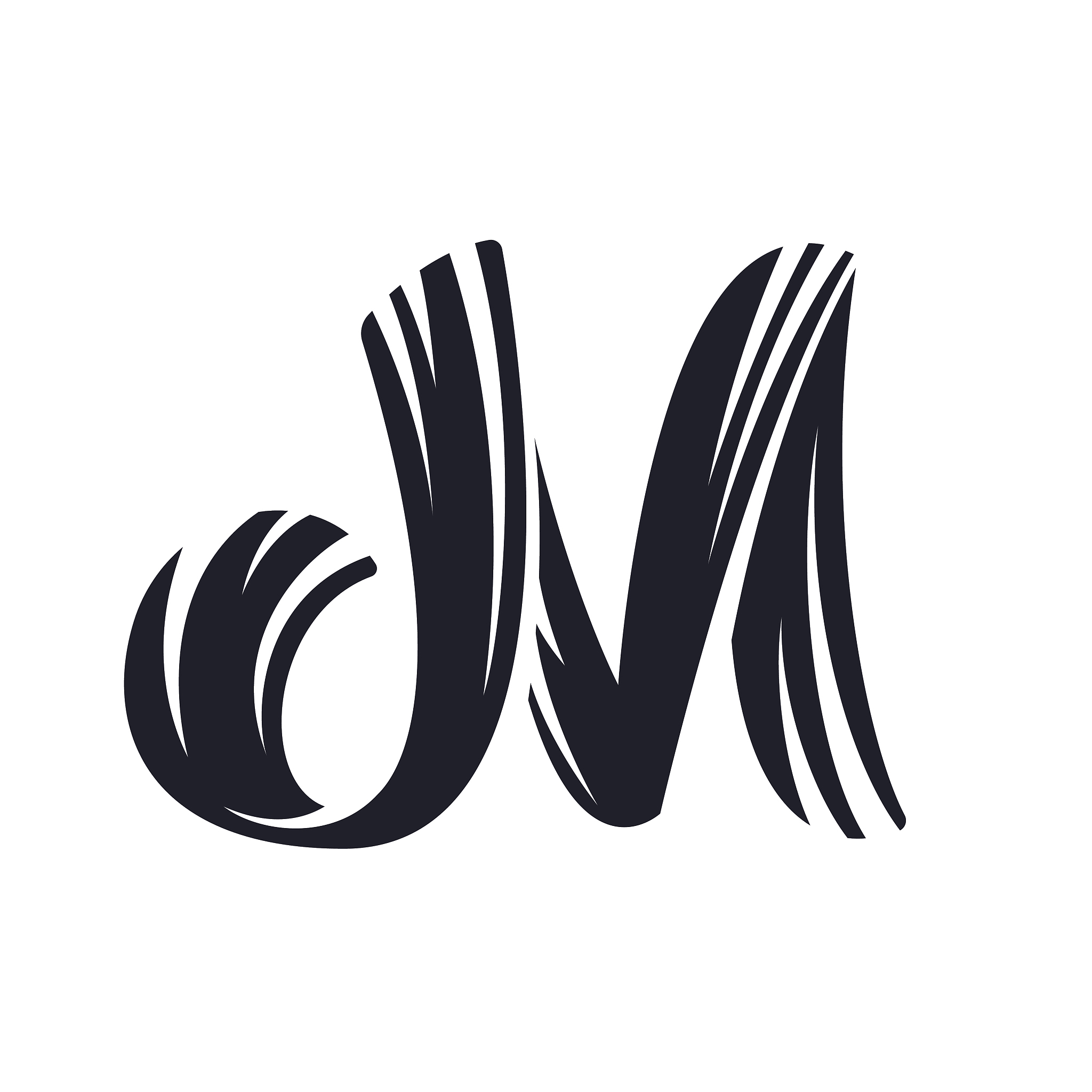 m letter icon script lettering.