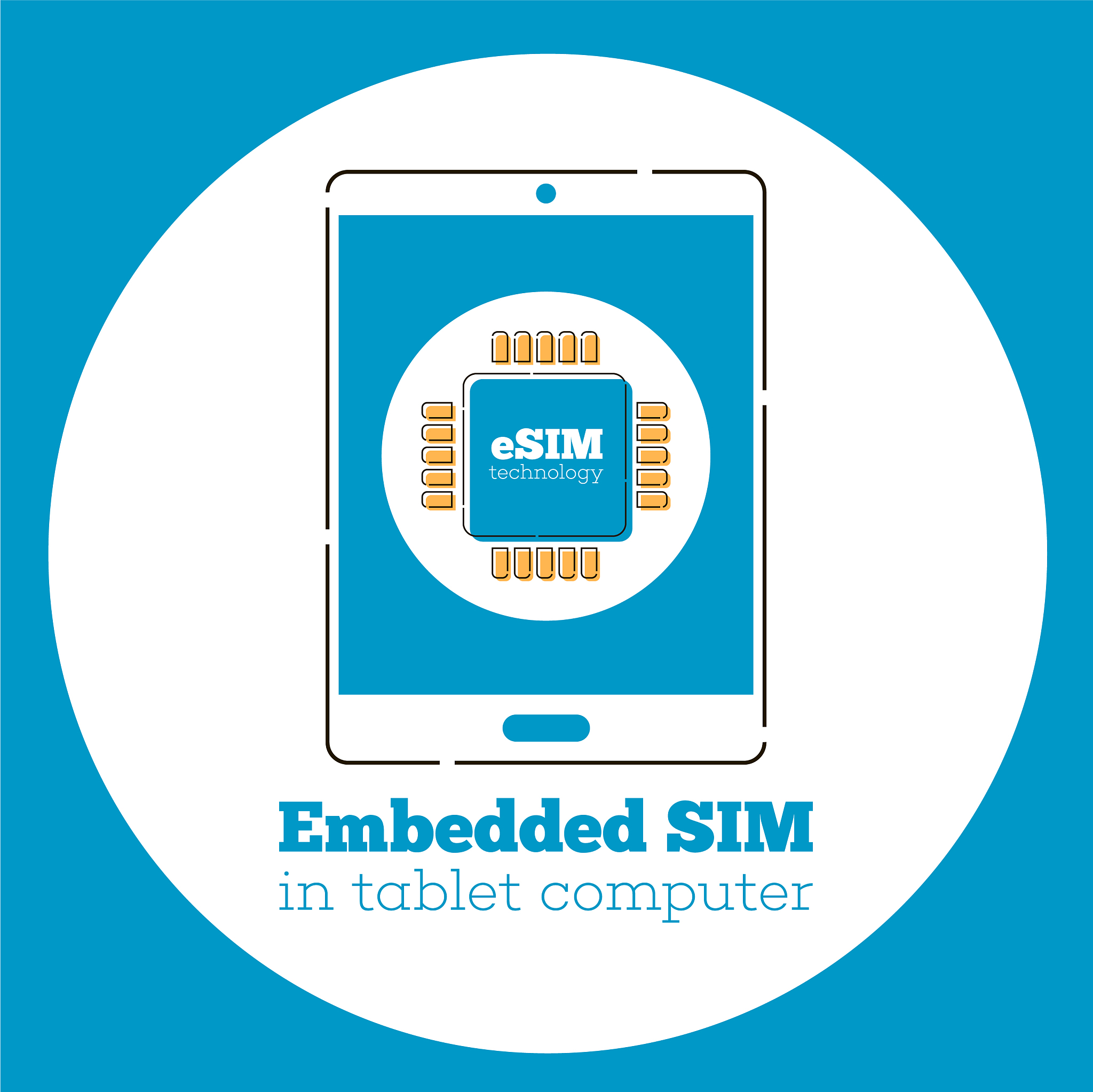 esim card chip sign on tablet screen