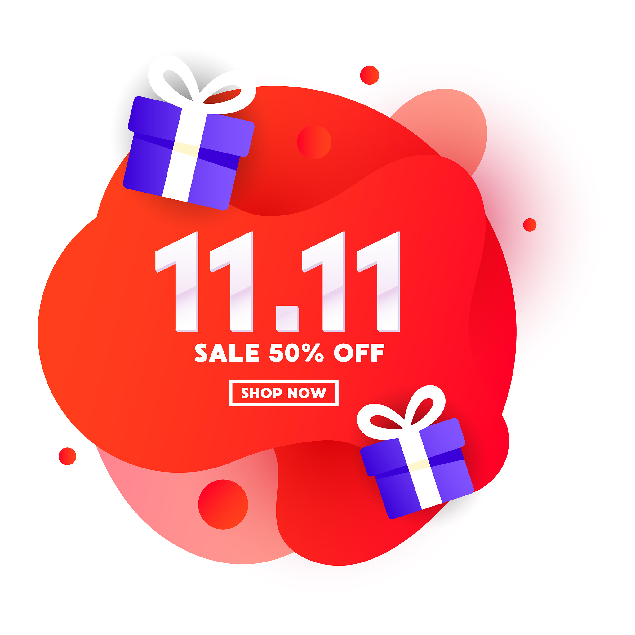 11.11 special offer liquid color web banner design with gift on 
