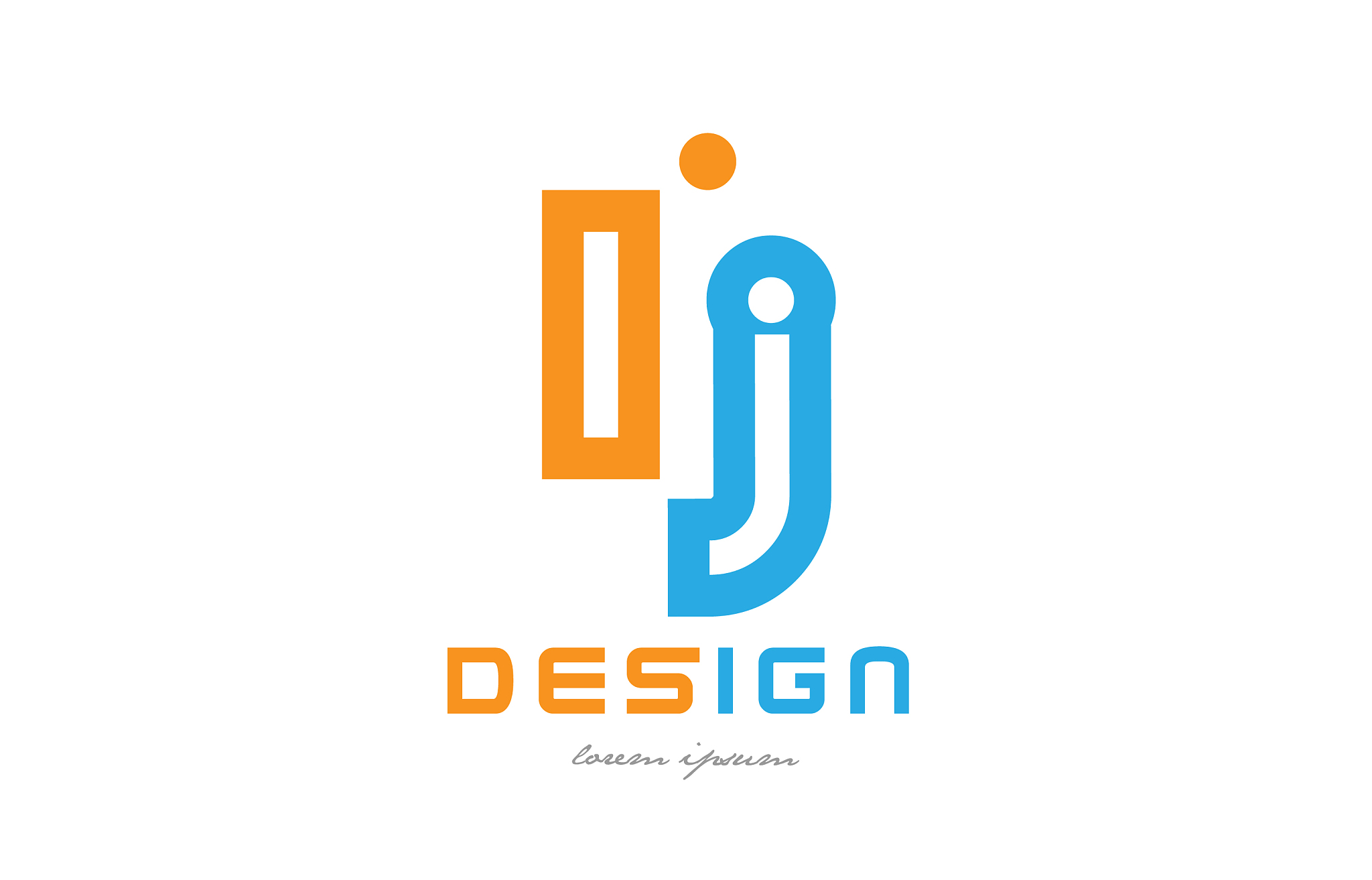lj l j o<strong>r</strong>ange blue alphabet letter logo