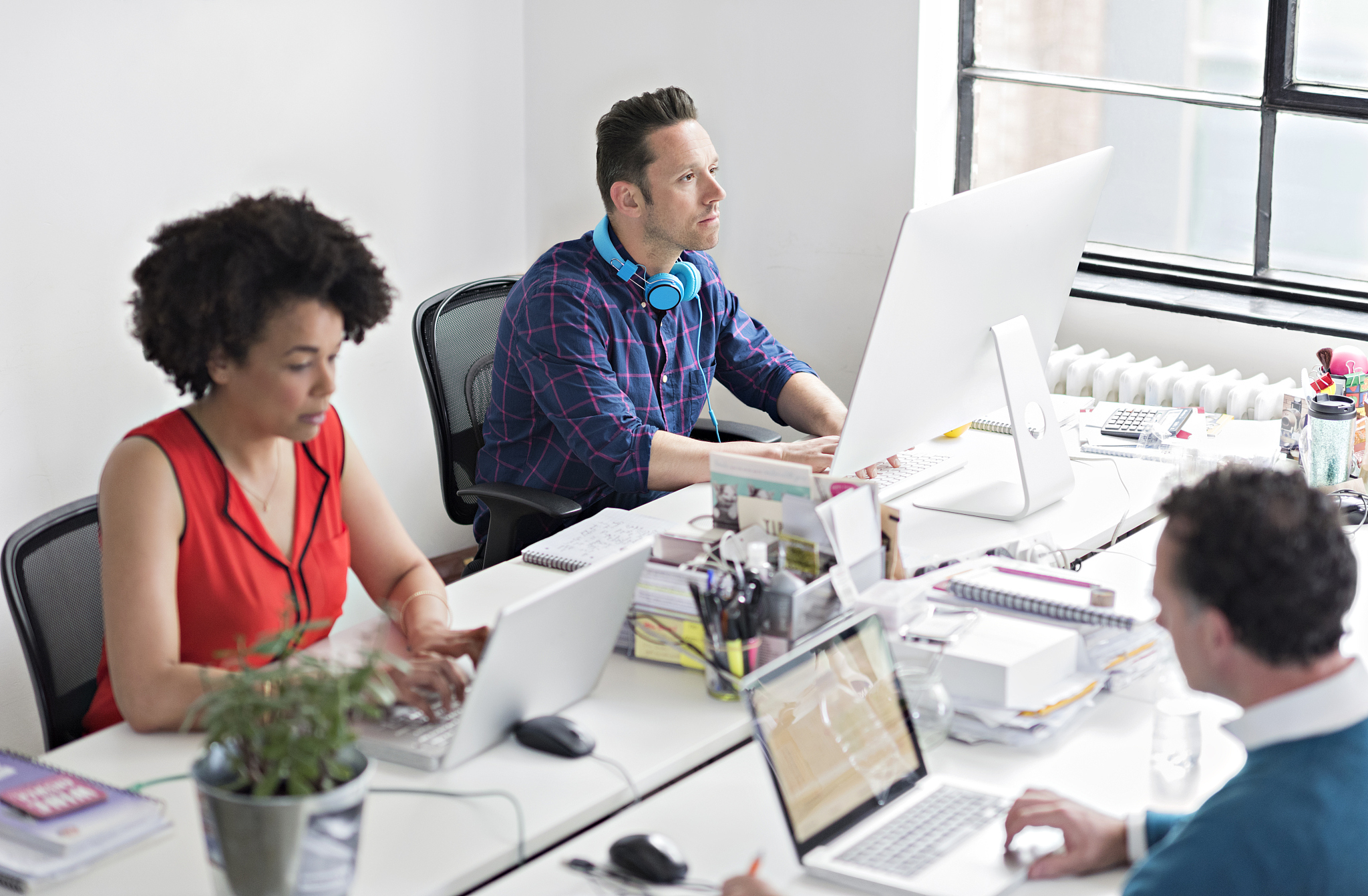 business people working in tech start-up office