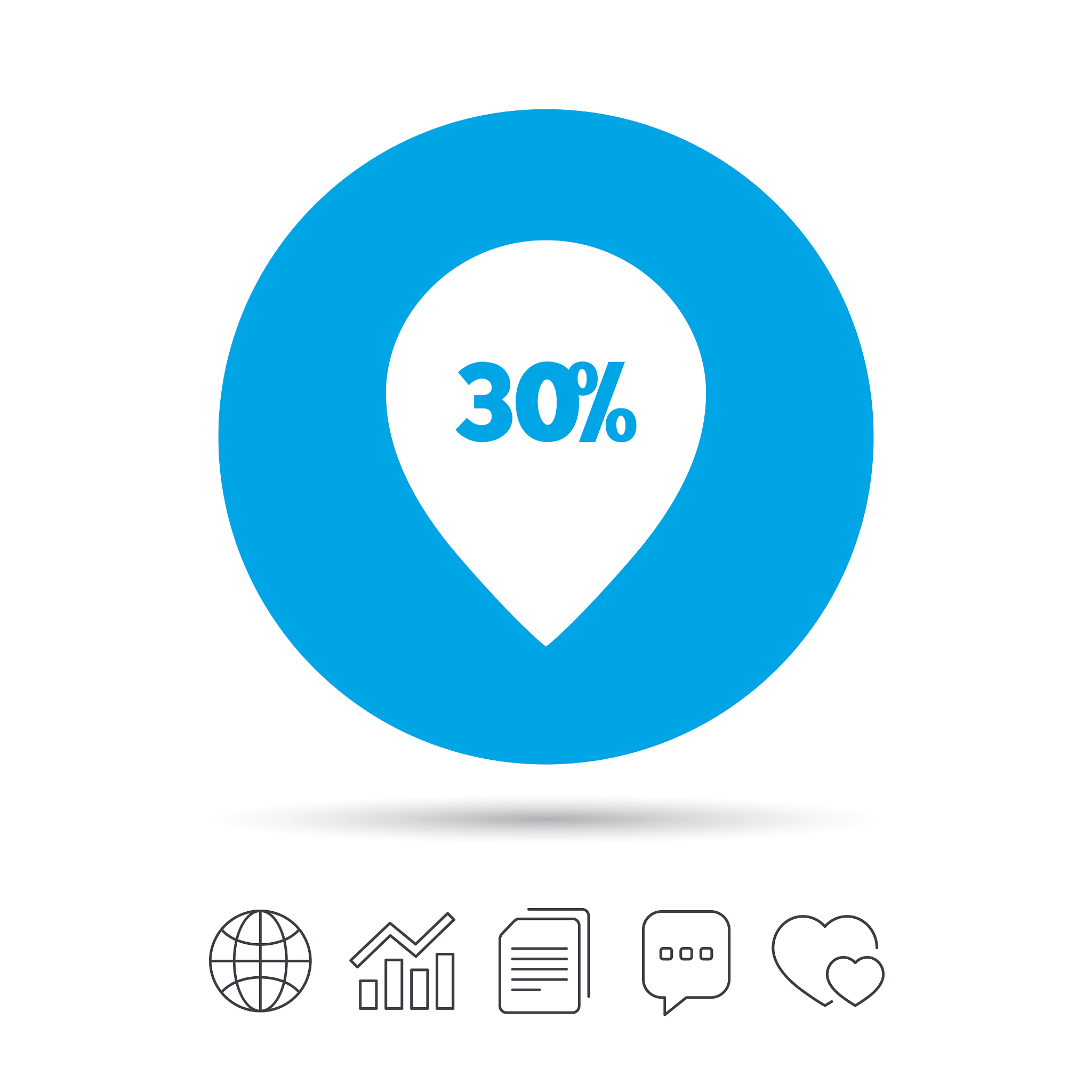 30 percent sale pointer tag sign icon.