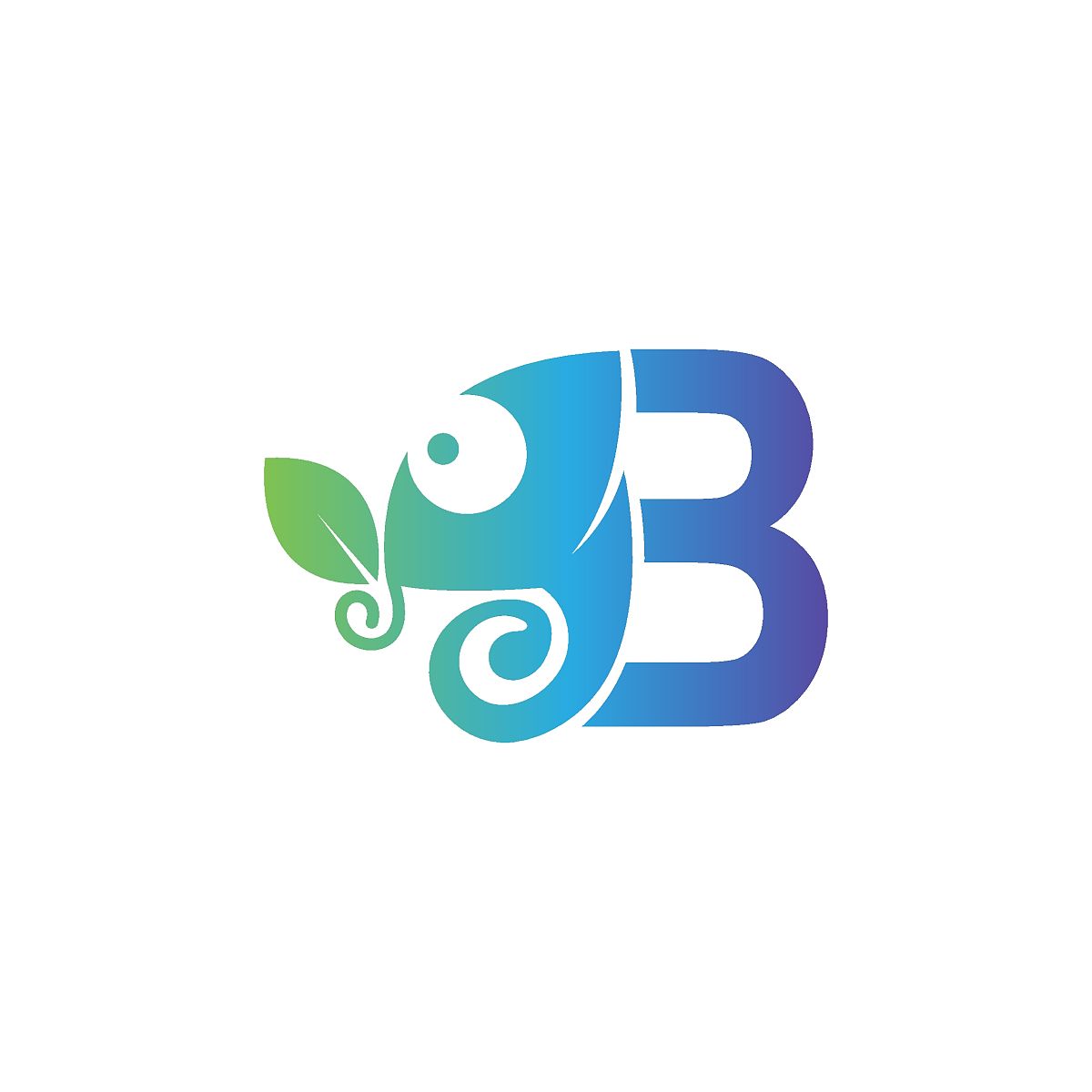 字母b图标与变色龙标志设计模板