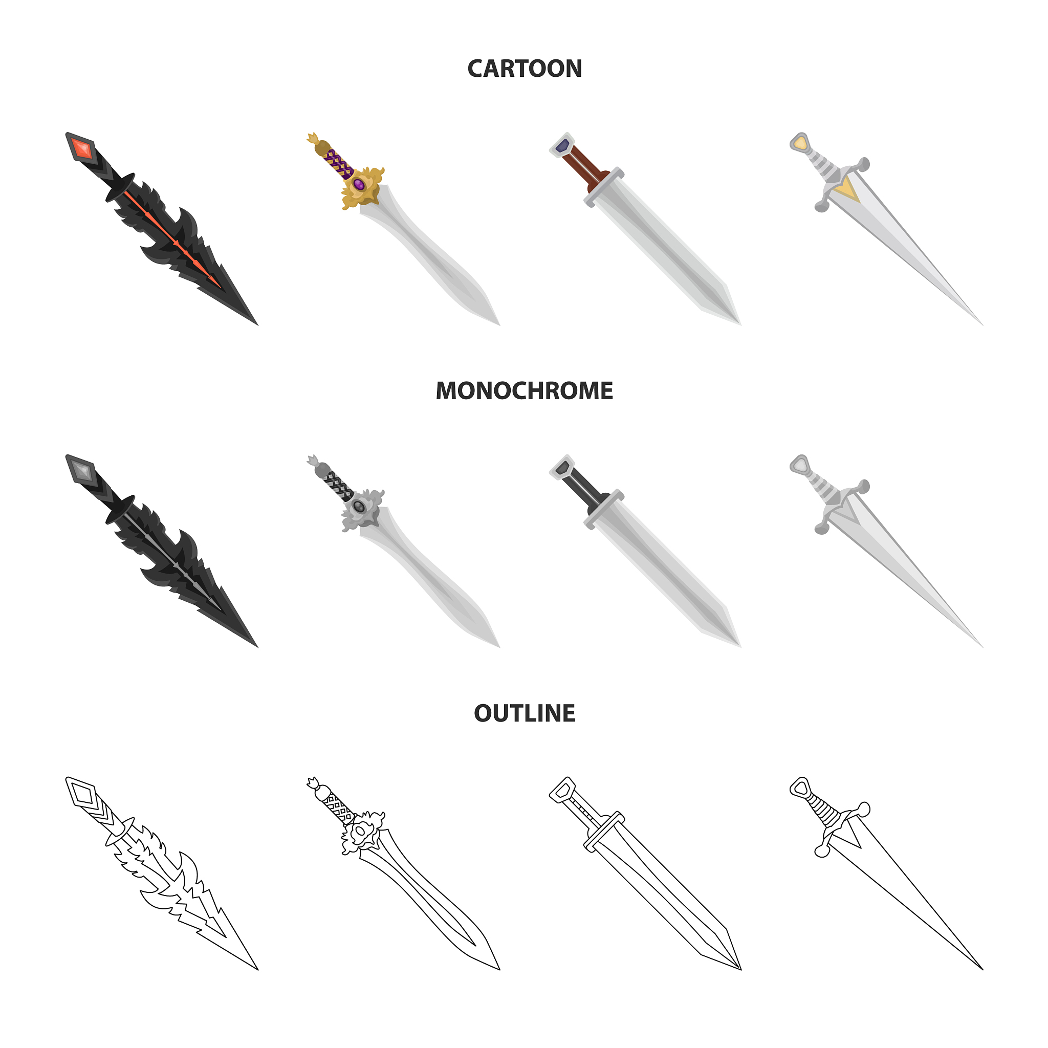 design of game and armor icon collection