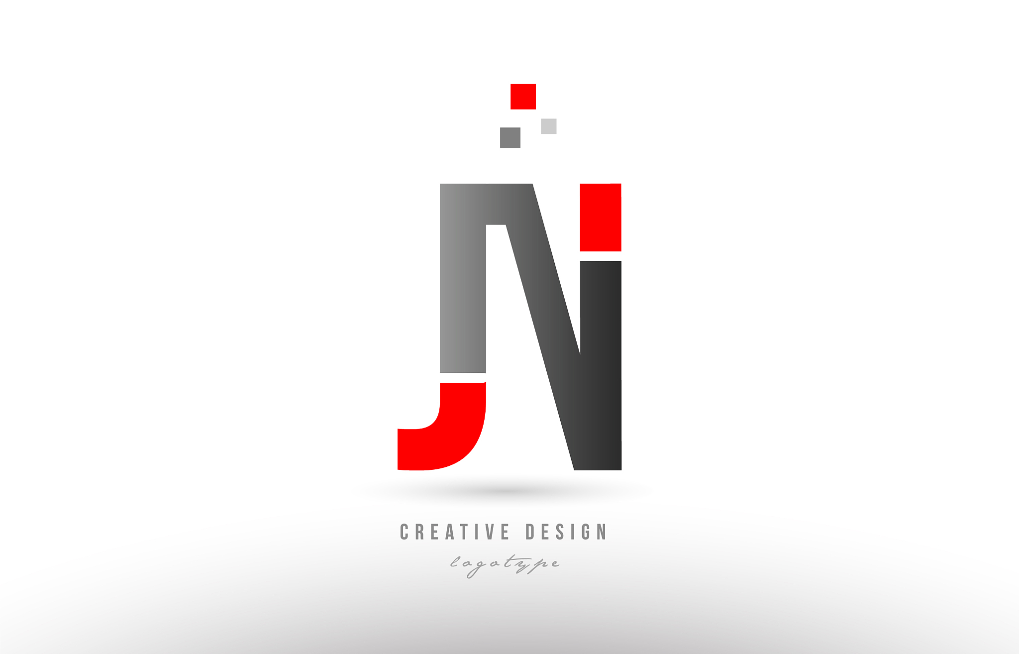 red grey alphabet letter jn j n logo combination