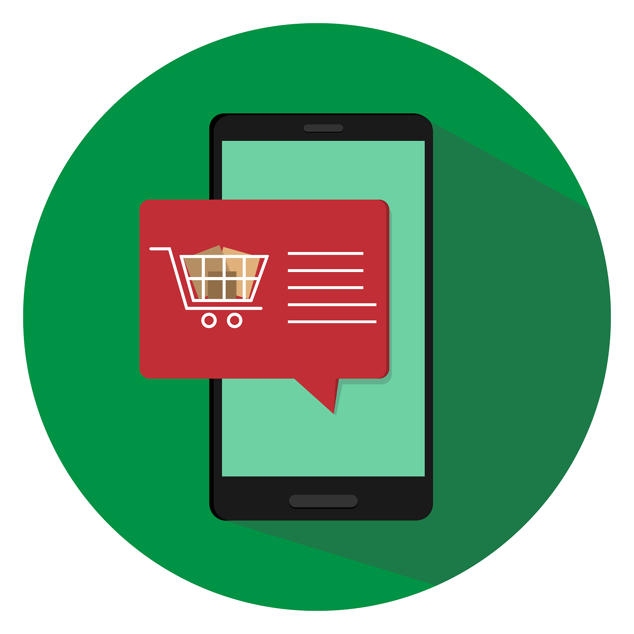 mobile phone with shopping cart, online shopping sign, vector