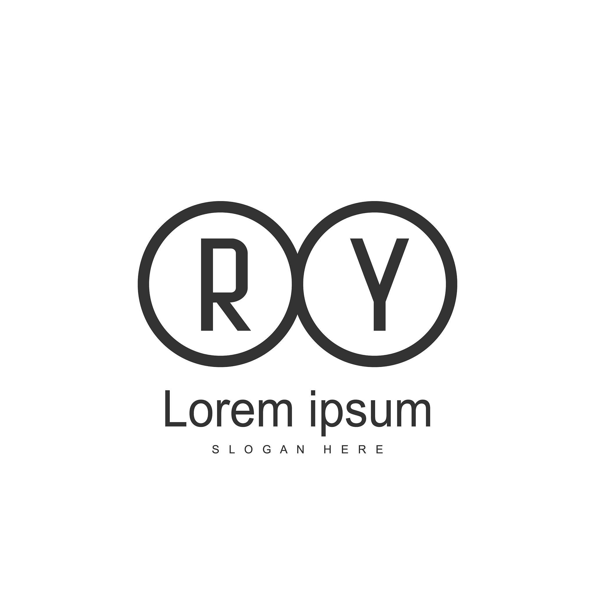 initial ry logo template minimalist letter logo