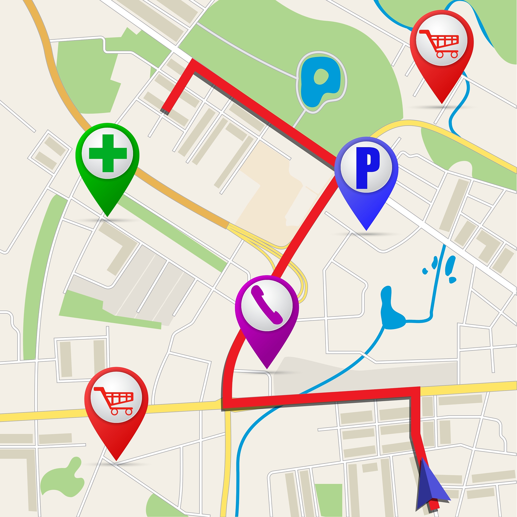 folded maps with color point markers