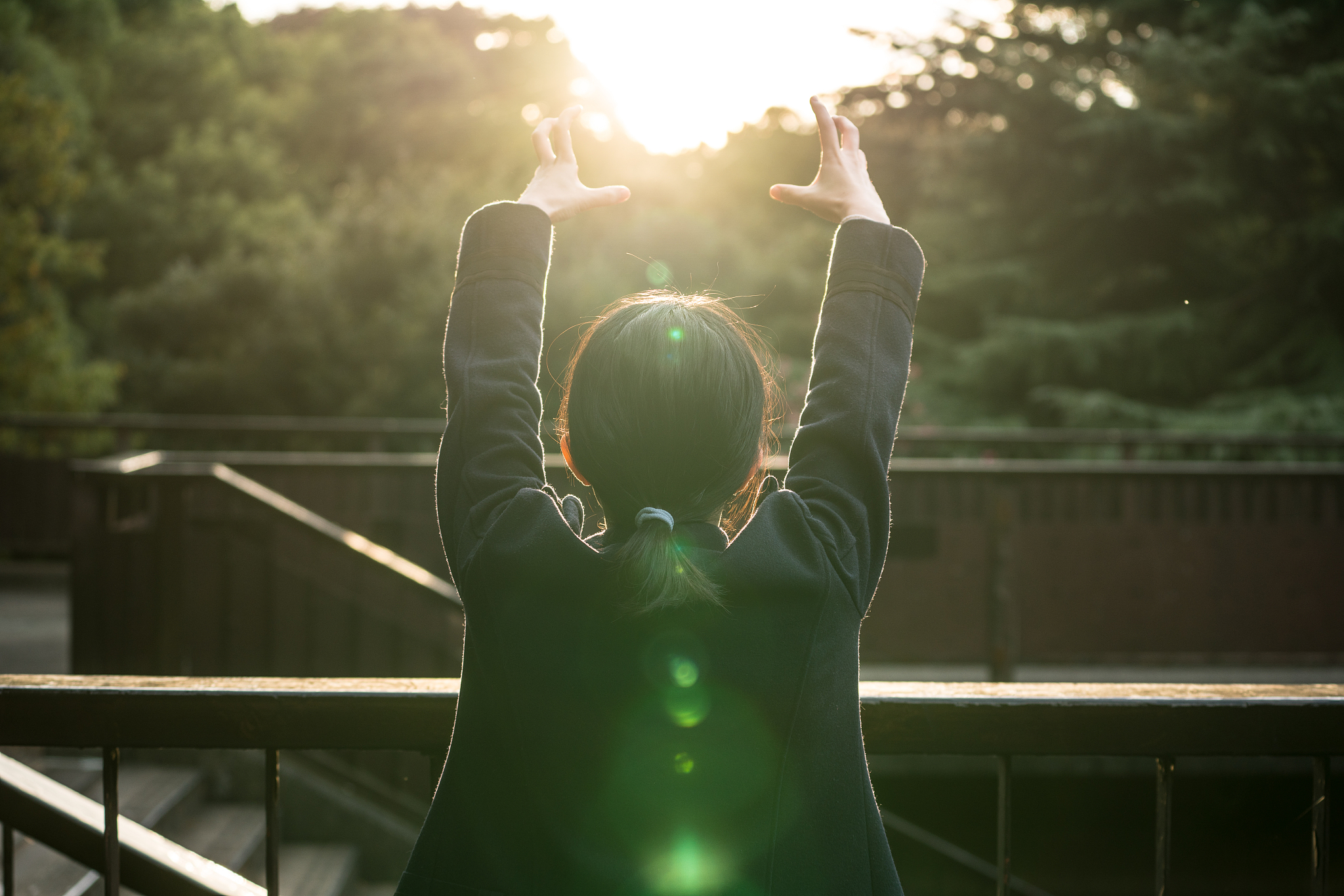 woman taking a sun