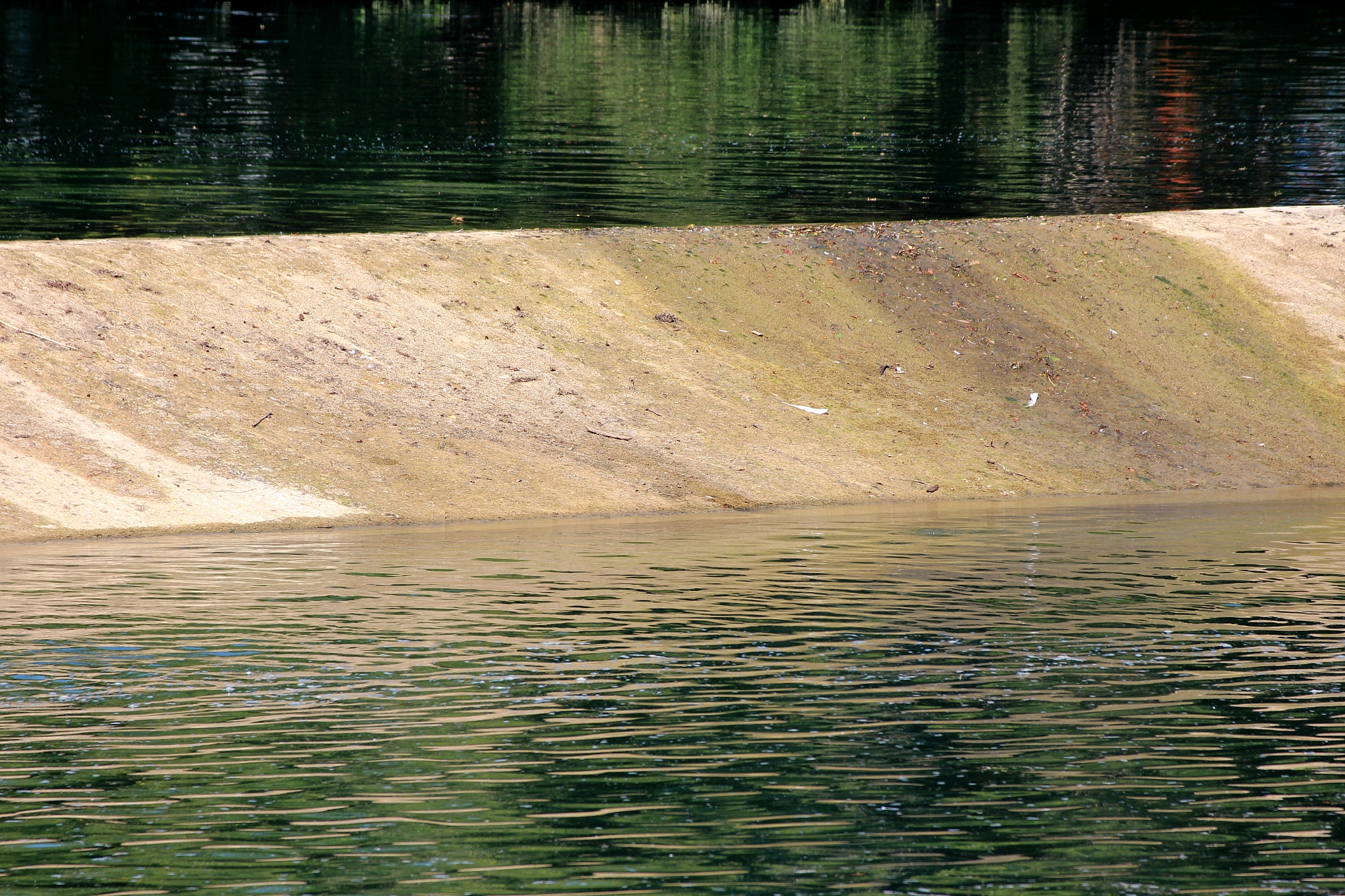 dried man made waterfall during summer low water levels and drou