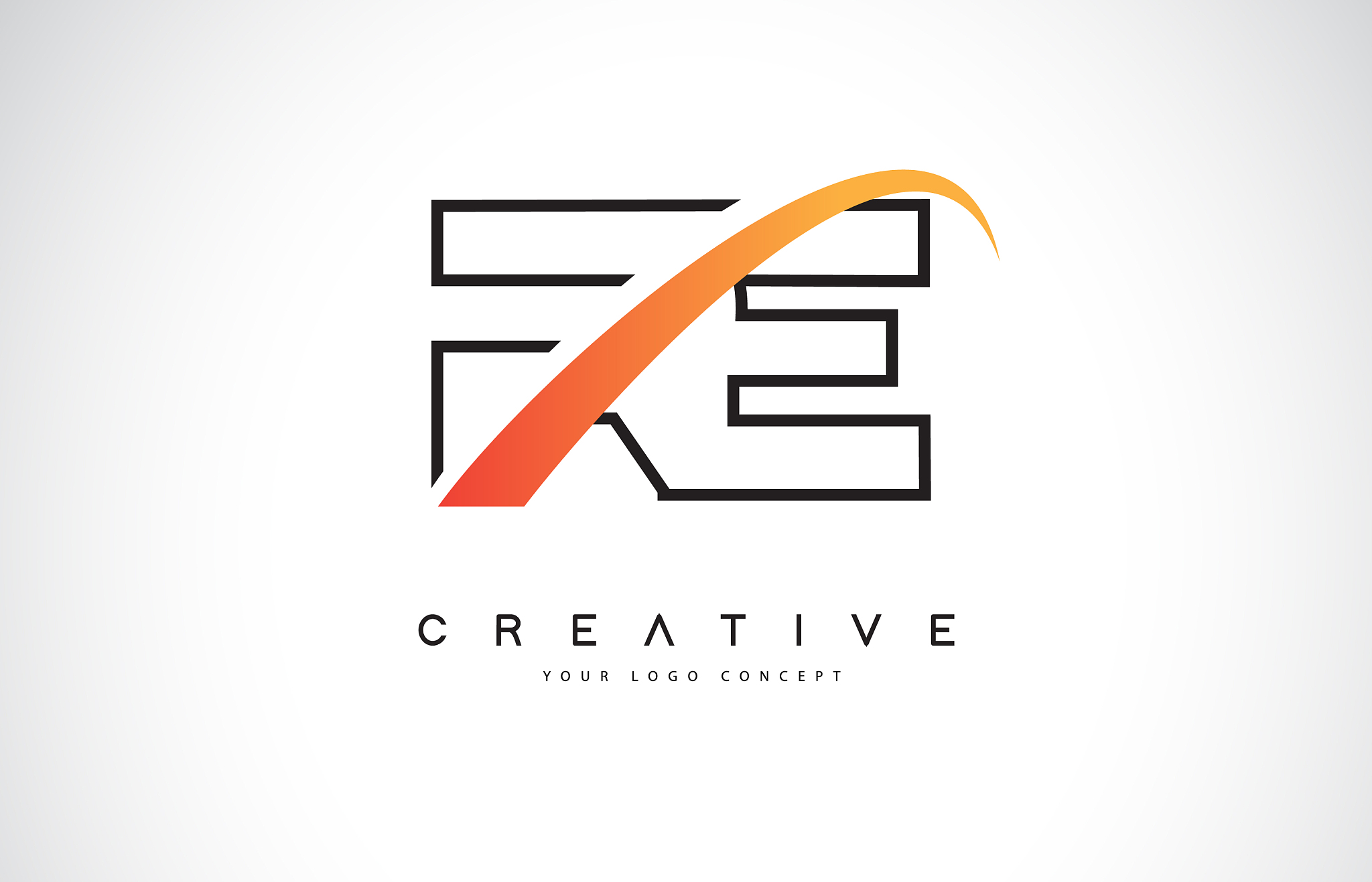 re r e swoosh letter logo design with modern