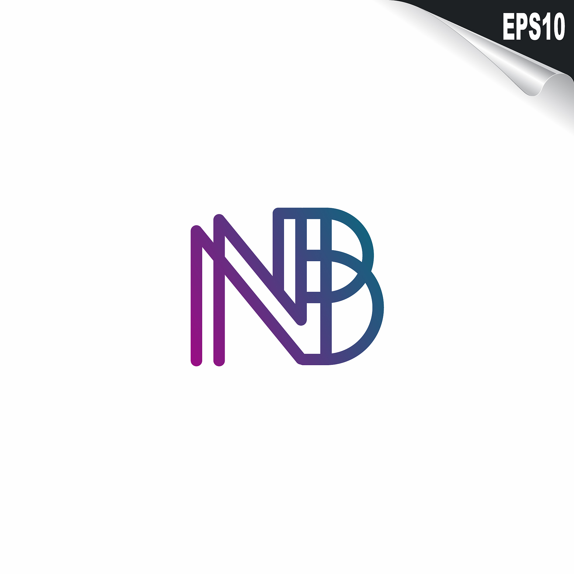 initial nb logo monogram design template simple
