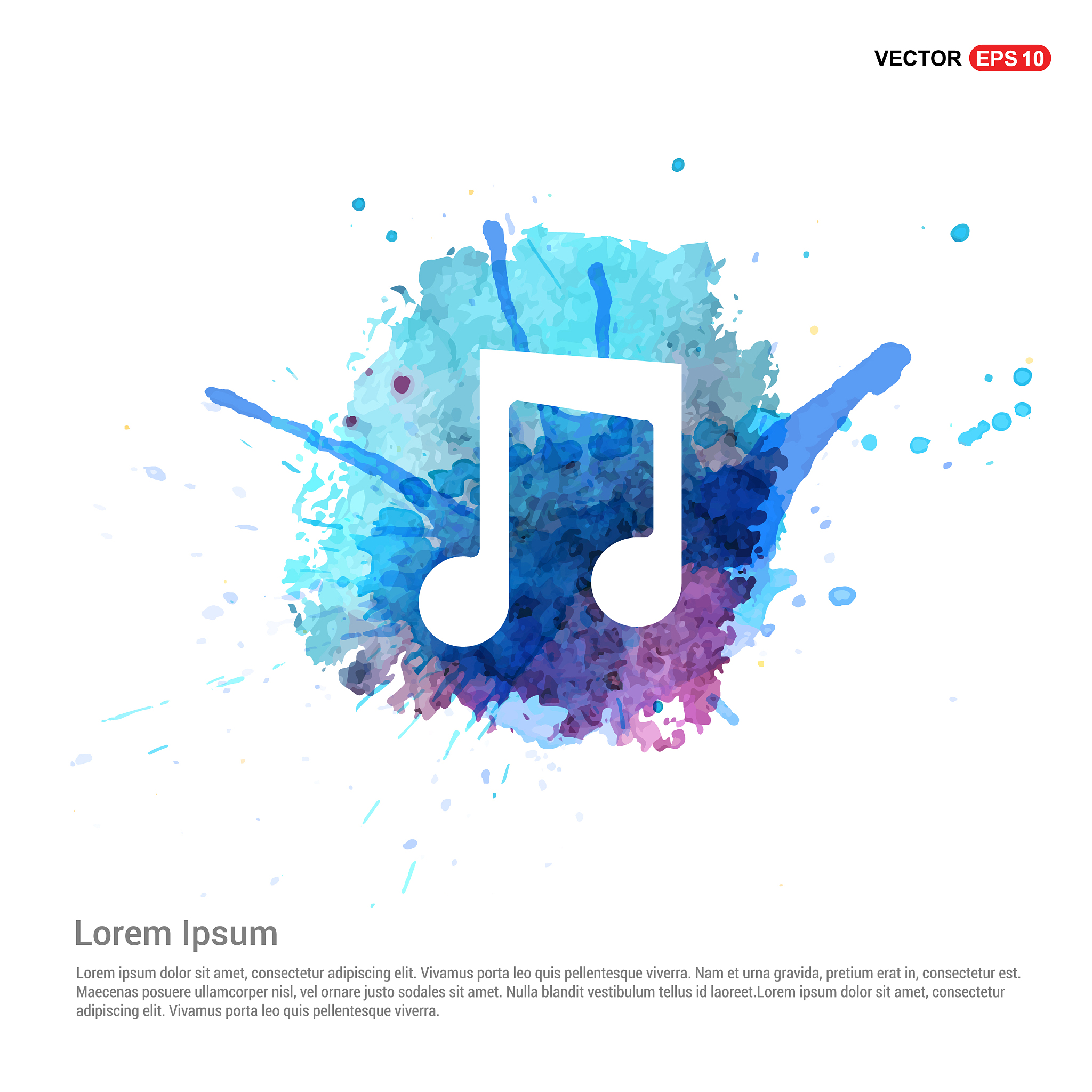 music note icon - watercolor background