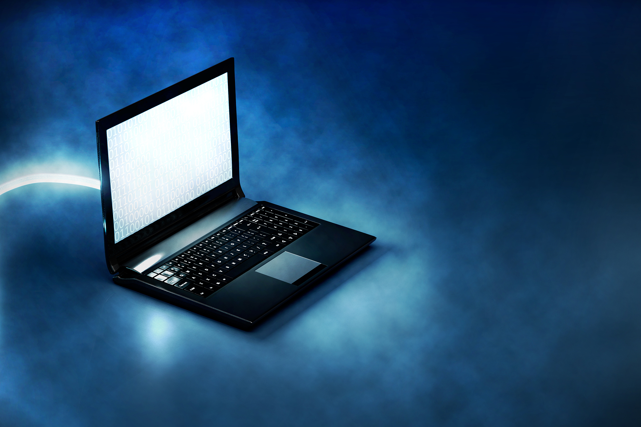 computer on a blue background