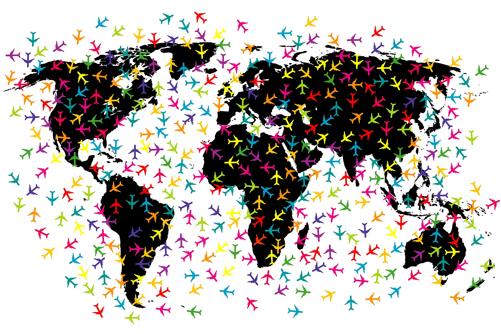 world map airline flights