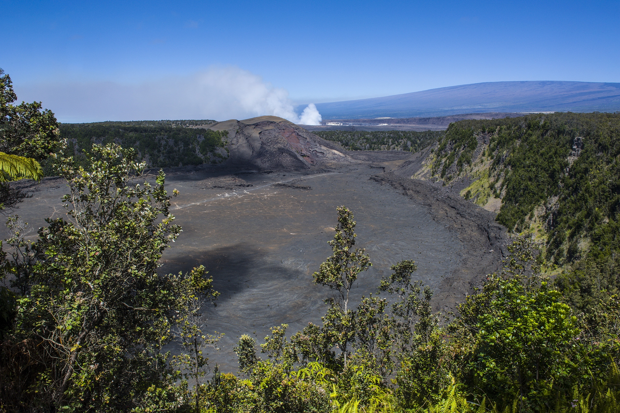 volcanic crater before the smoking kilauea summit lava lake in t