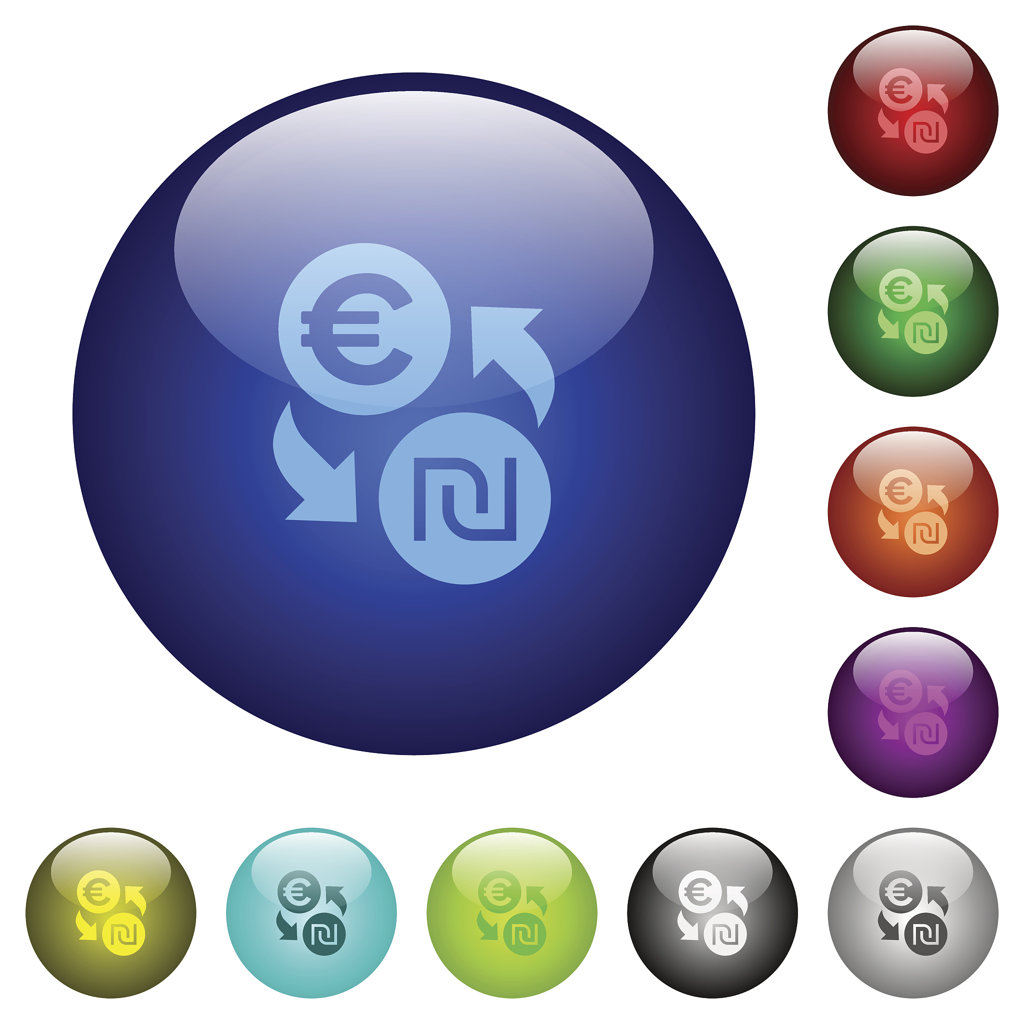 euro new shekel exchange color glass buttons