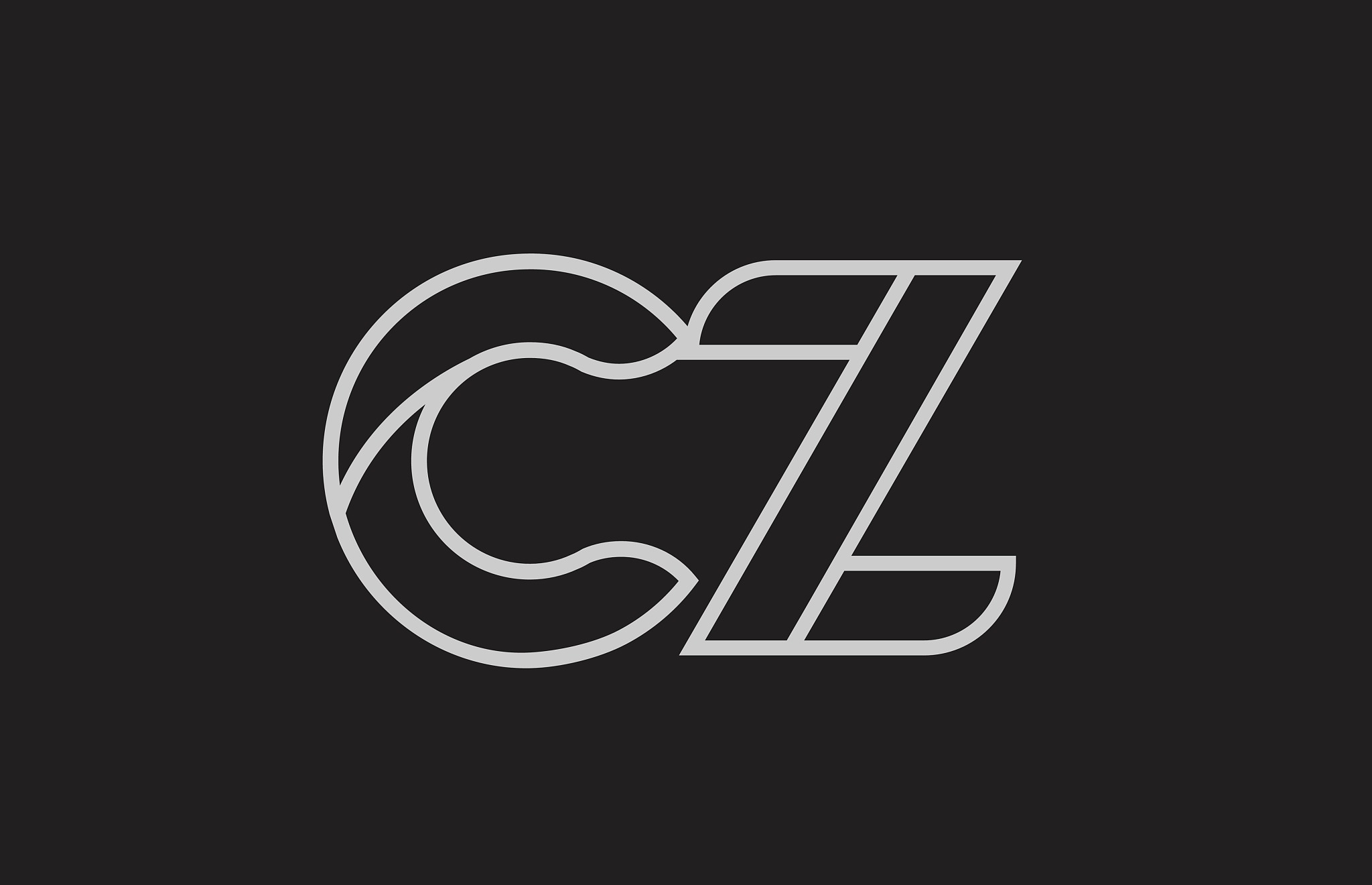 black and white alphabet letter cz c z logo combination