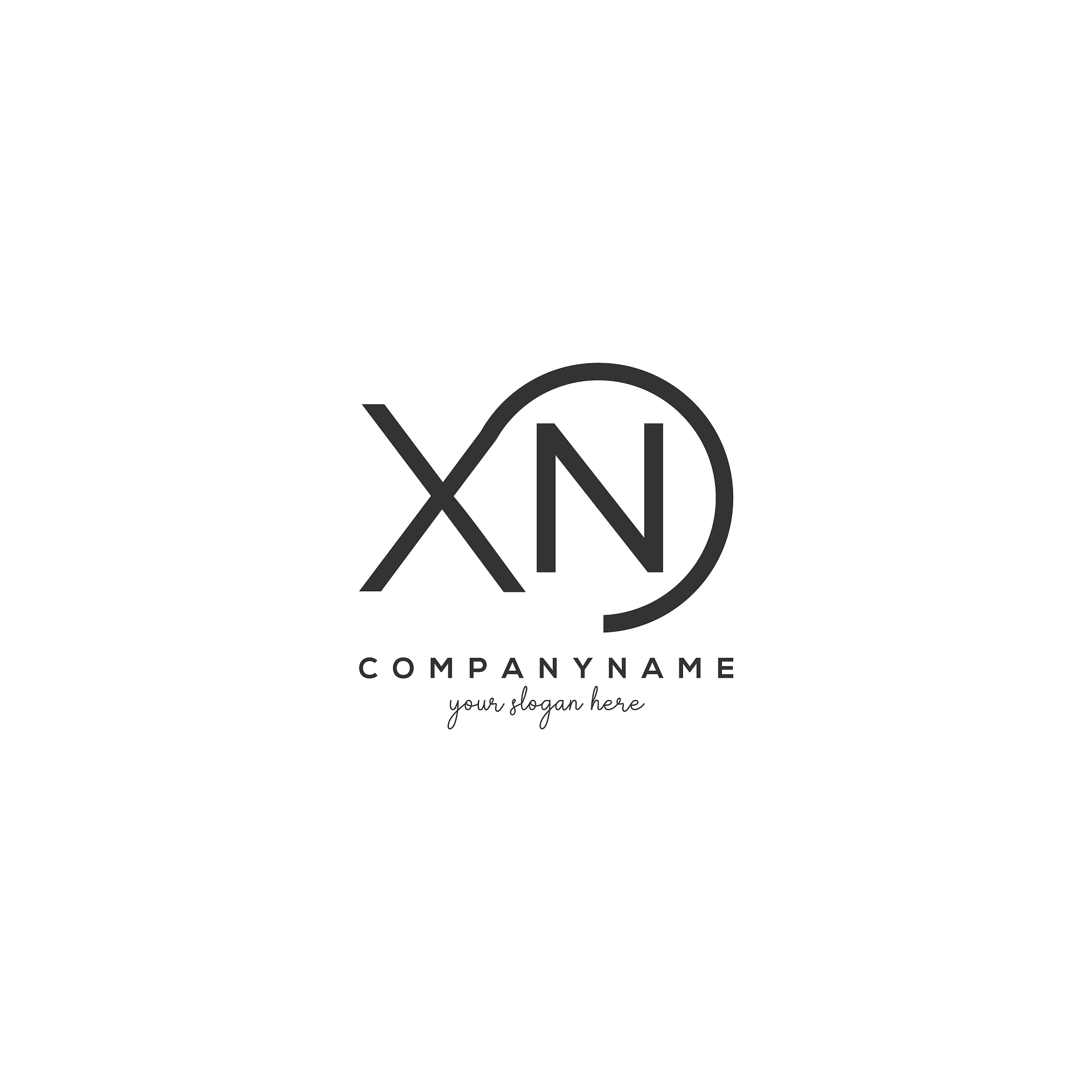 initial xn letter logo with circle template