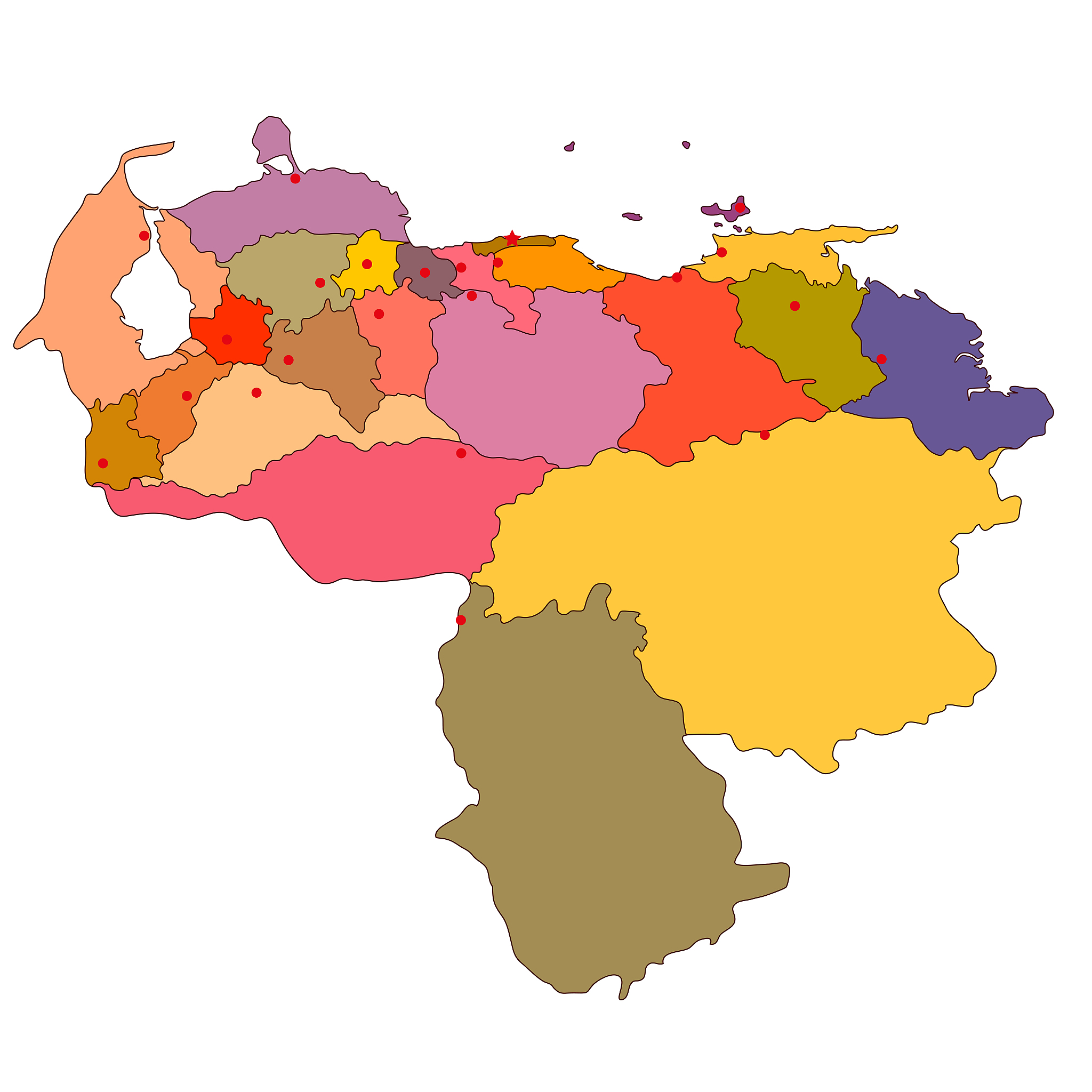 vector political map of venezuela