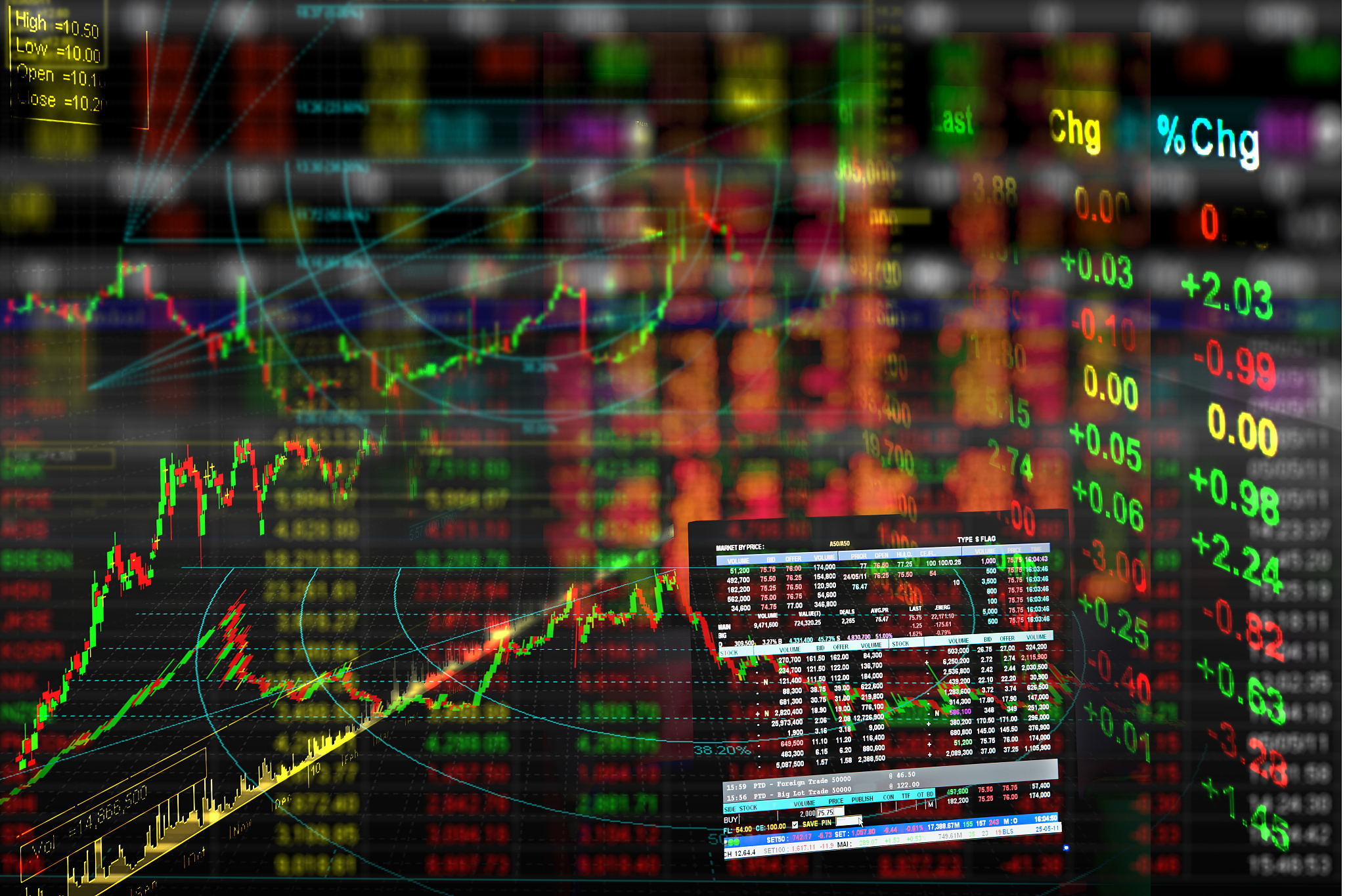 stock exchange graph background.