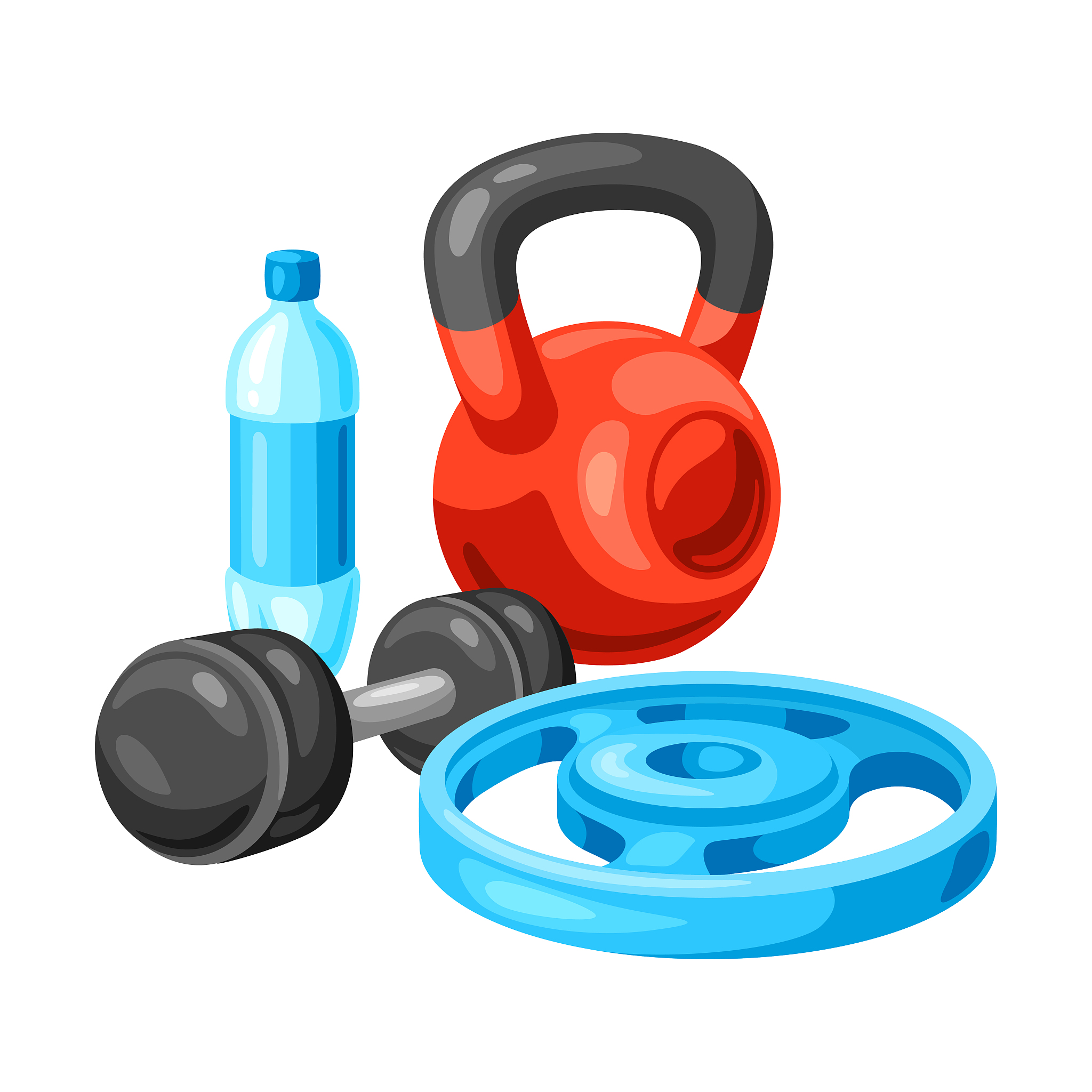background with fitness equipment.