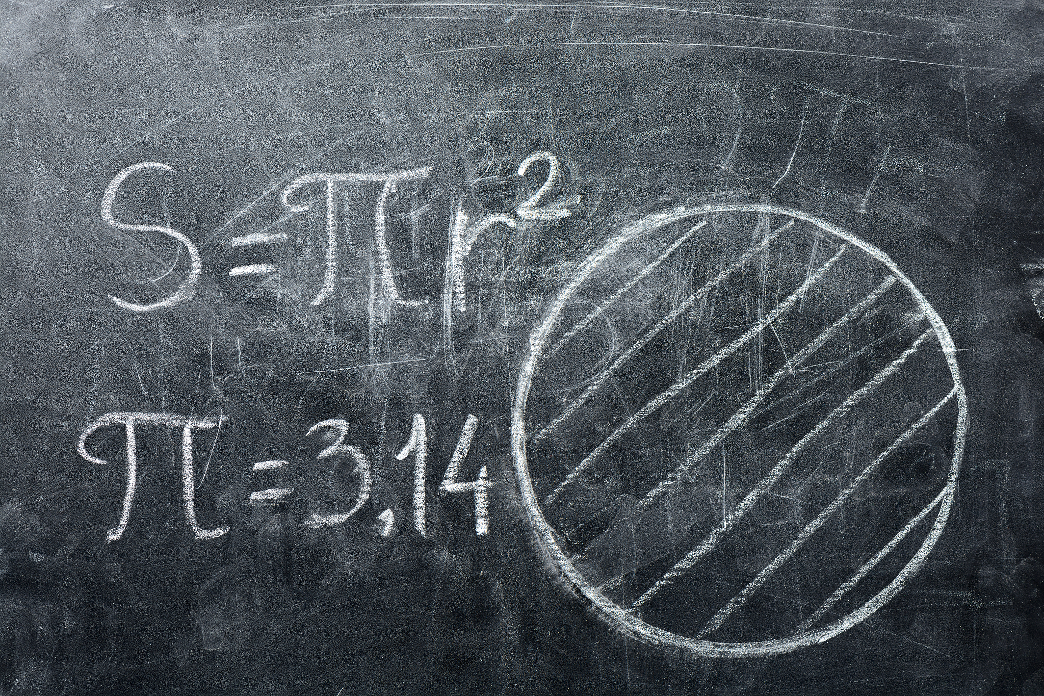 pi day concept. drawings of circles and formulas with pi