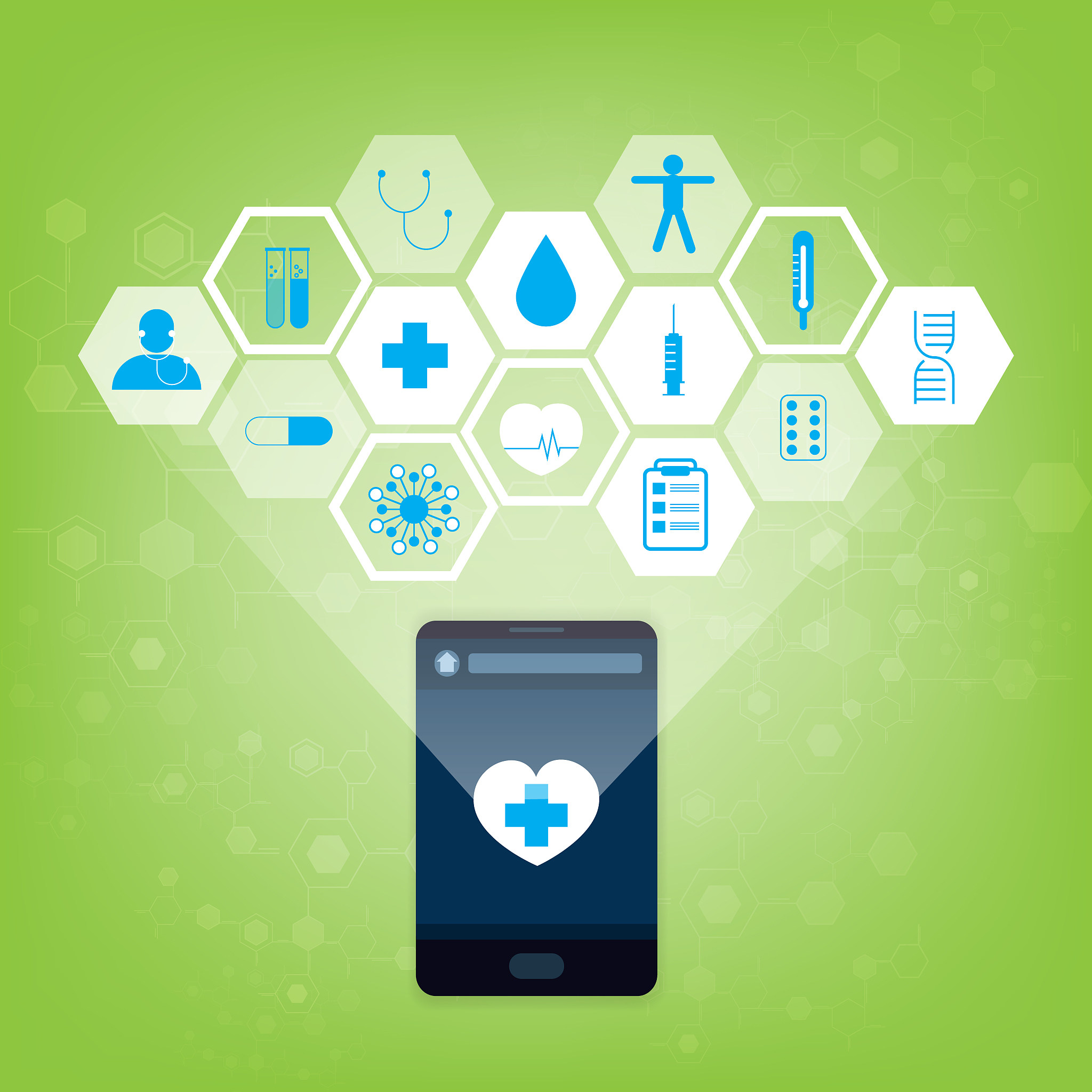 medicine doctor icon and modern smatt-phone interface as medical