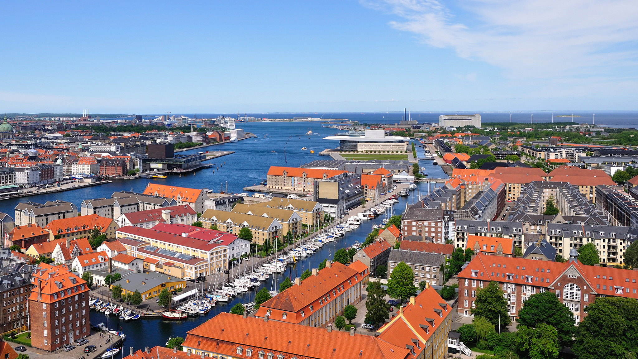 aerial view of copenhagen harbour