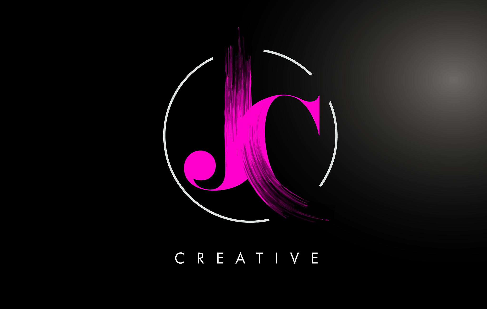 pink jc brush stroke letter logo design pink