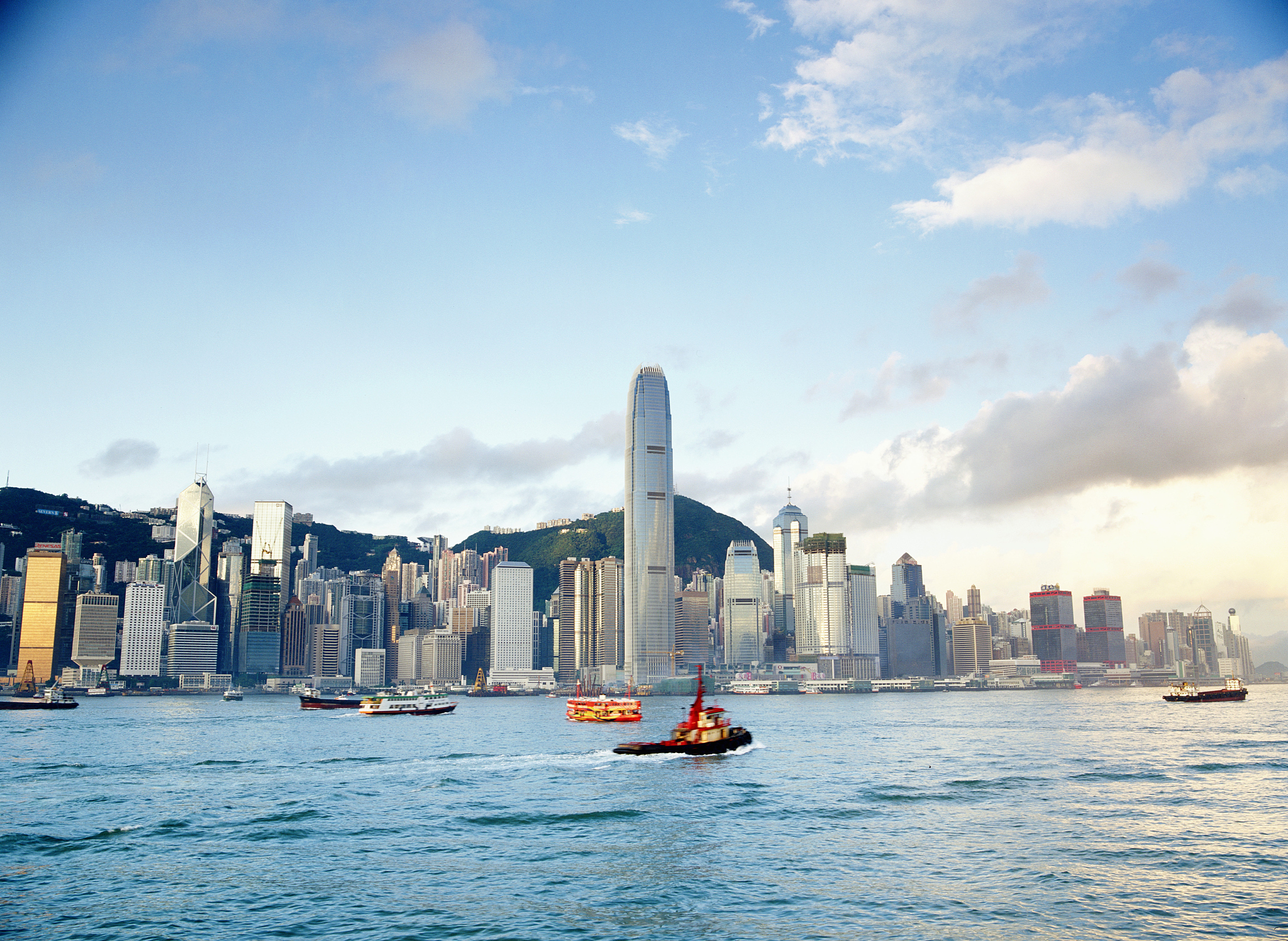 china, hong kong, victoria harbor, sunrise
