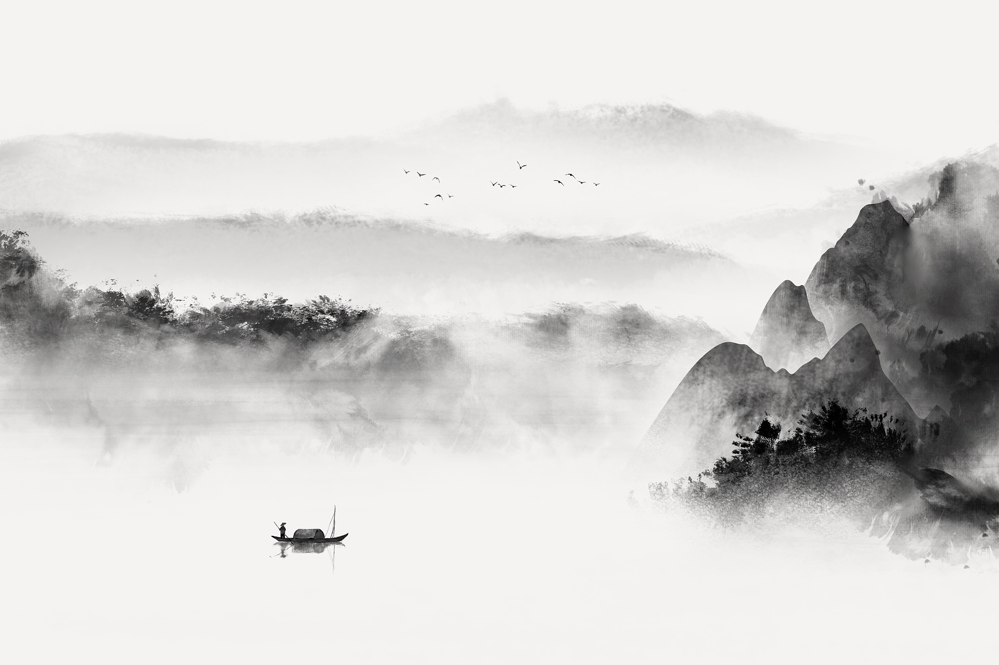 水墨画的特点:简约、意境、墨色与笔法 水墨画的特点:简约、意境、墨色与笔法