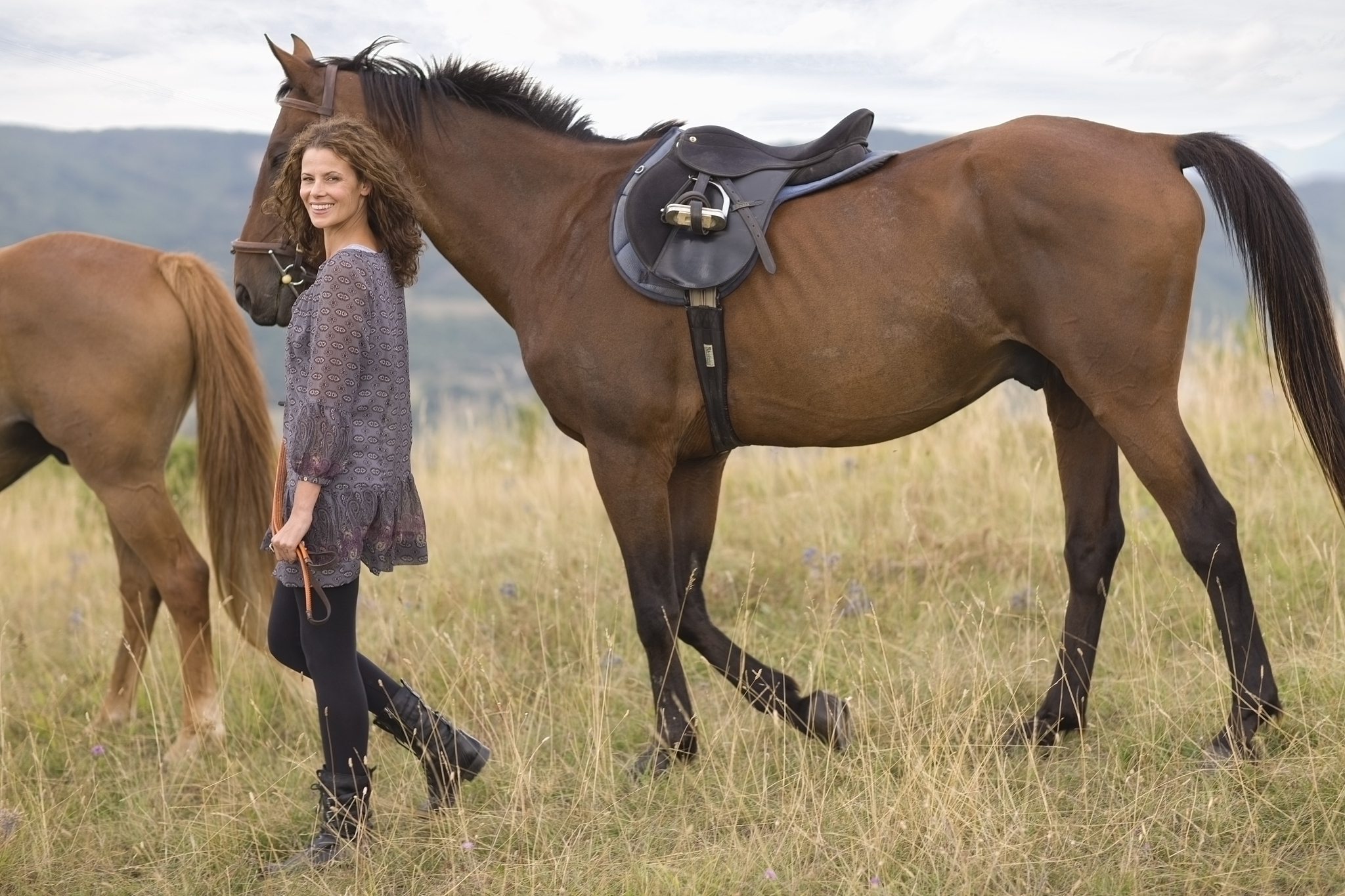 woman and horses