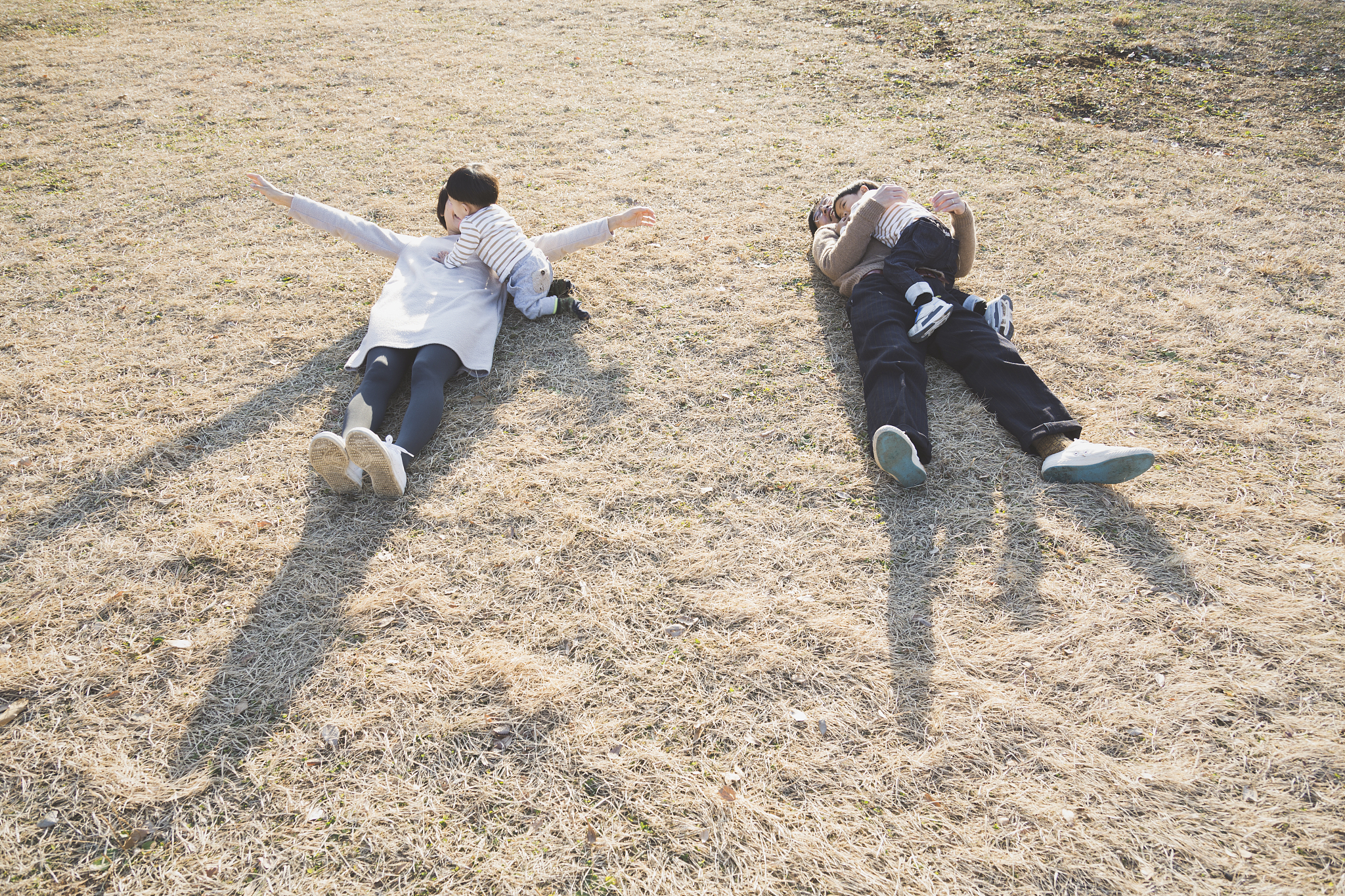 family relaxed in the park