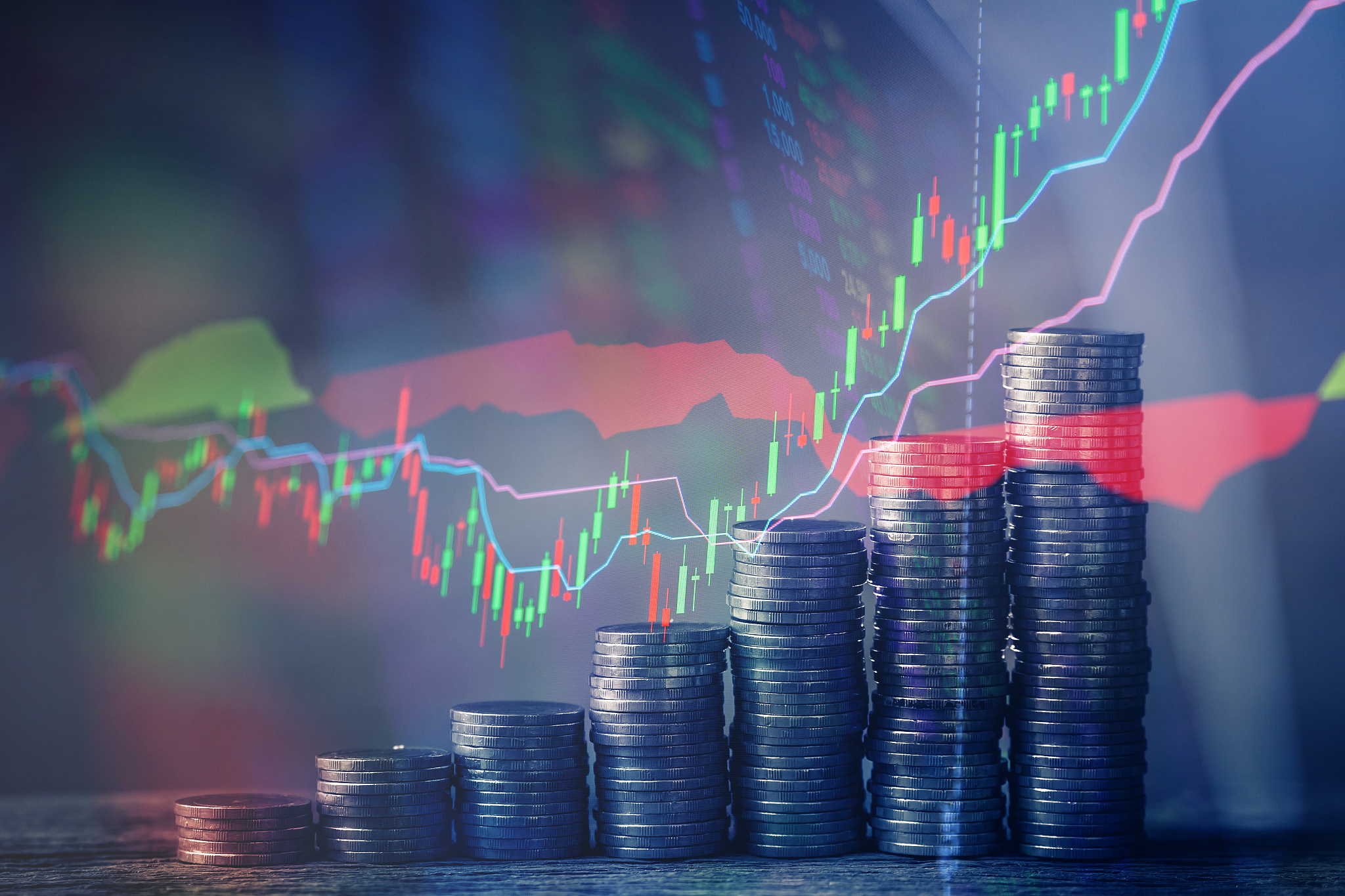 business financial ideas concept with coins stack isolate backgr