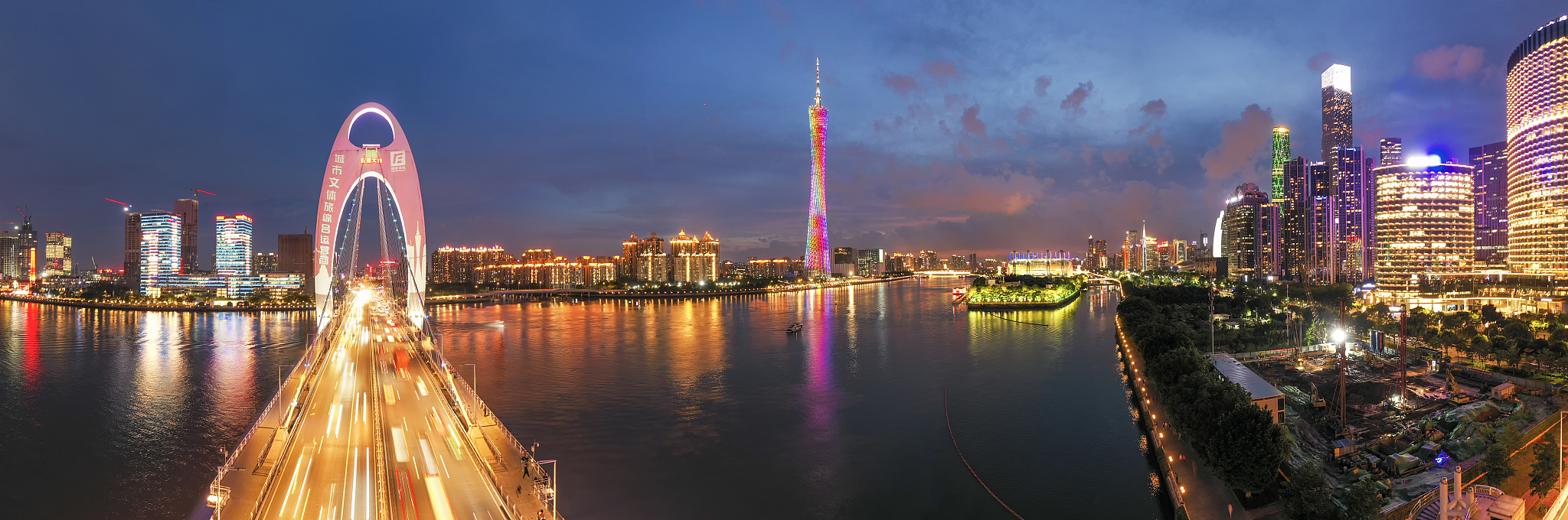 航拍中国广州城市夜景