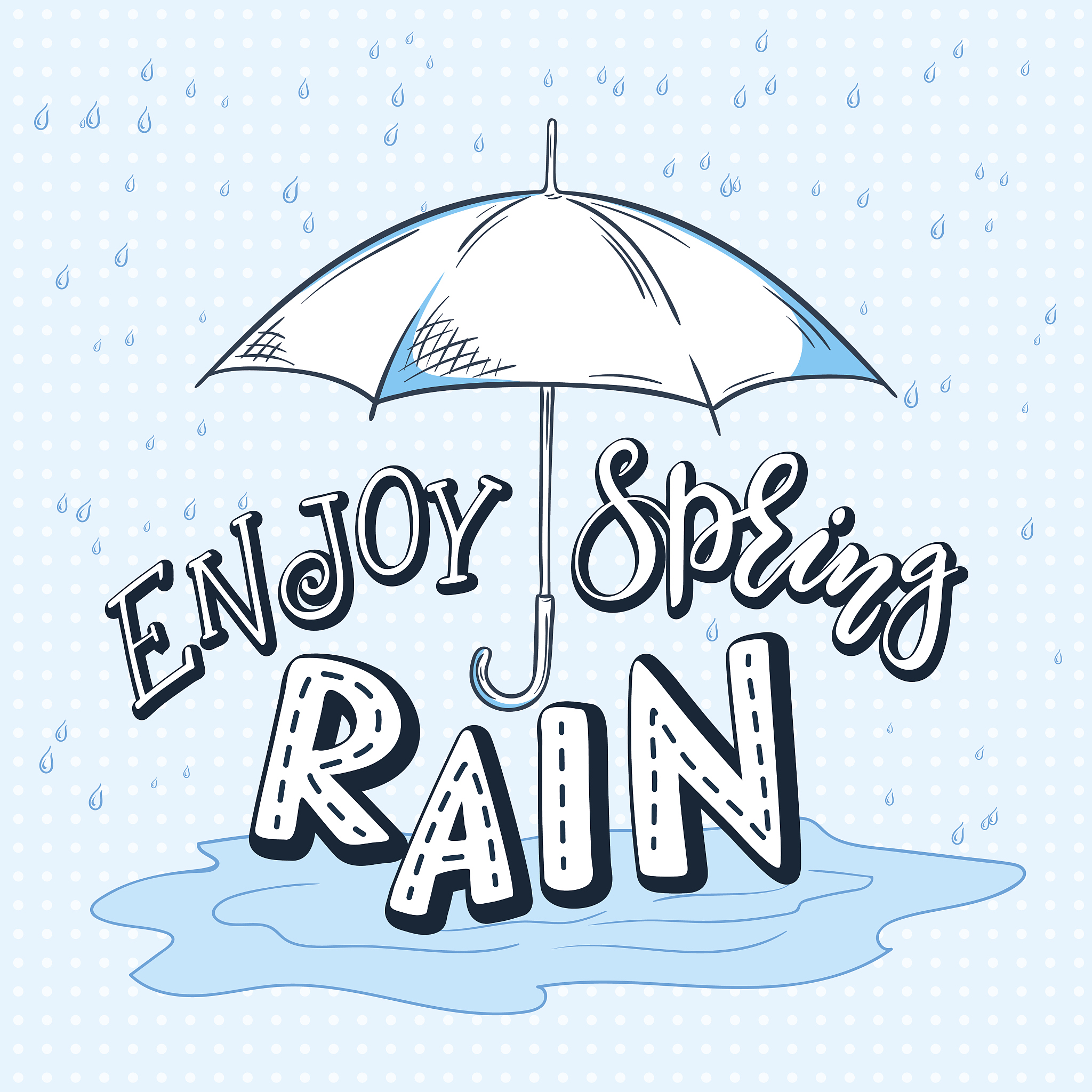 vector hand drawn lettering quote - enjoy spring rain.