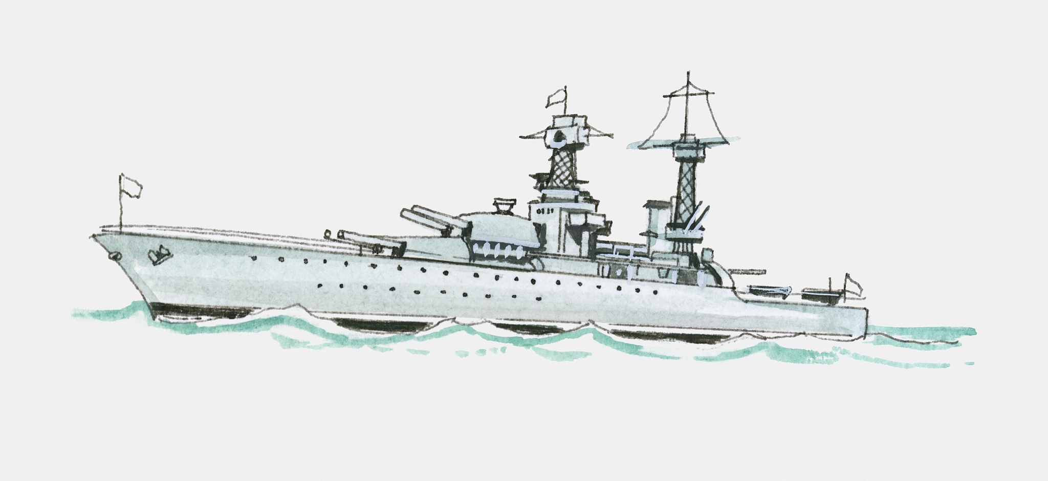 illustration of 20th century battleship