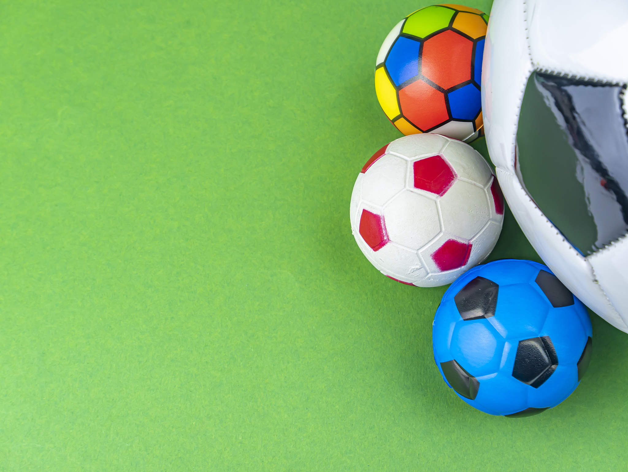 soccer ball on a green background.