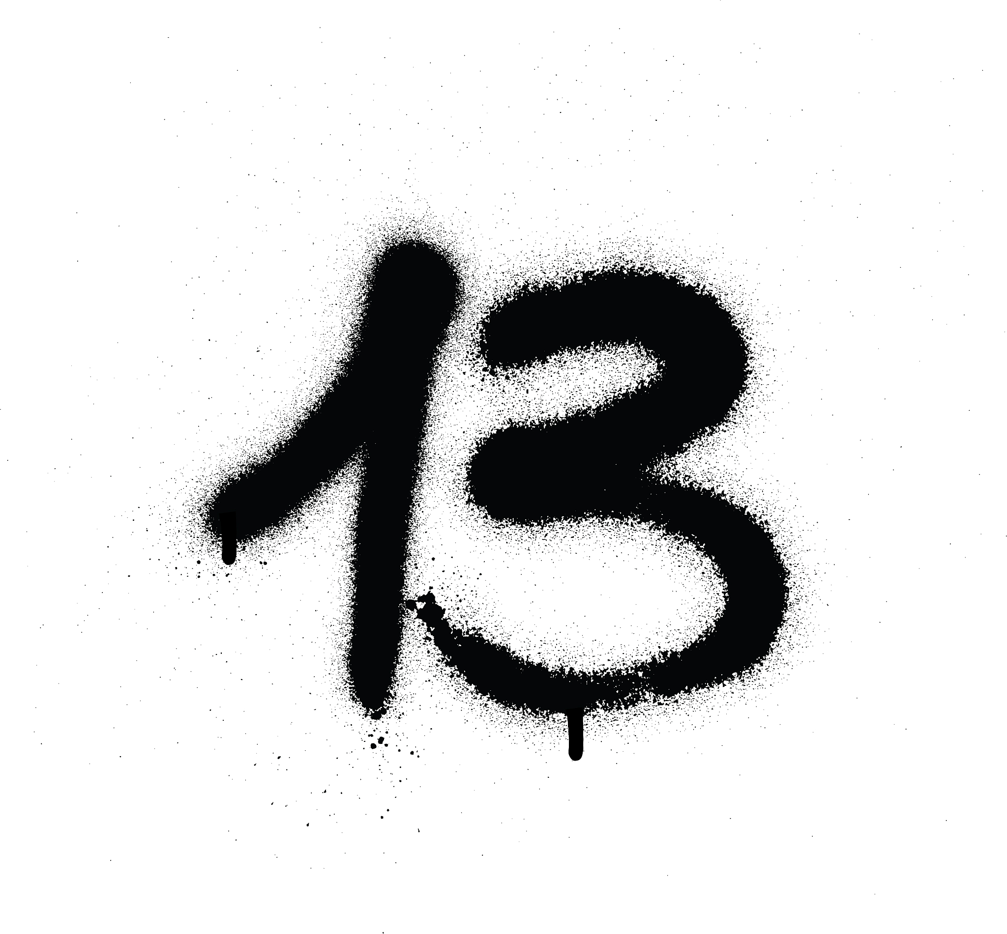 graffiti sprayed number 13 thirteen in black