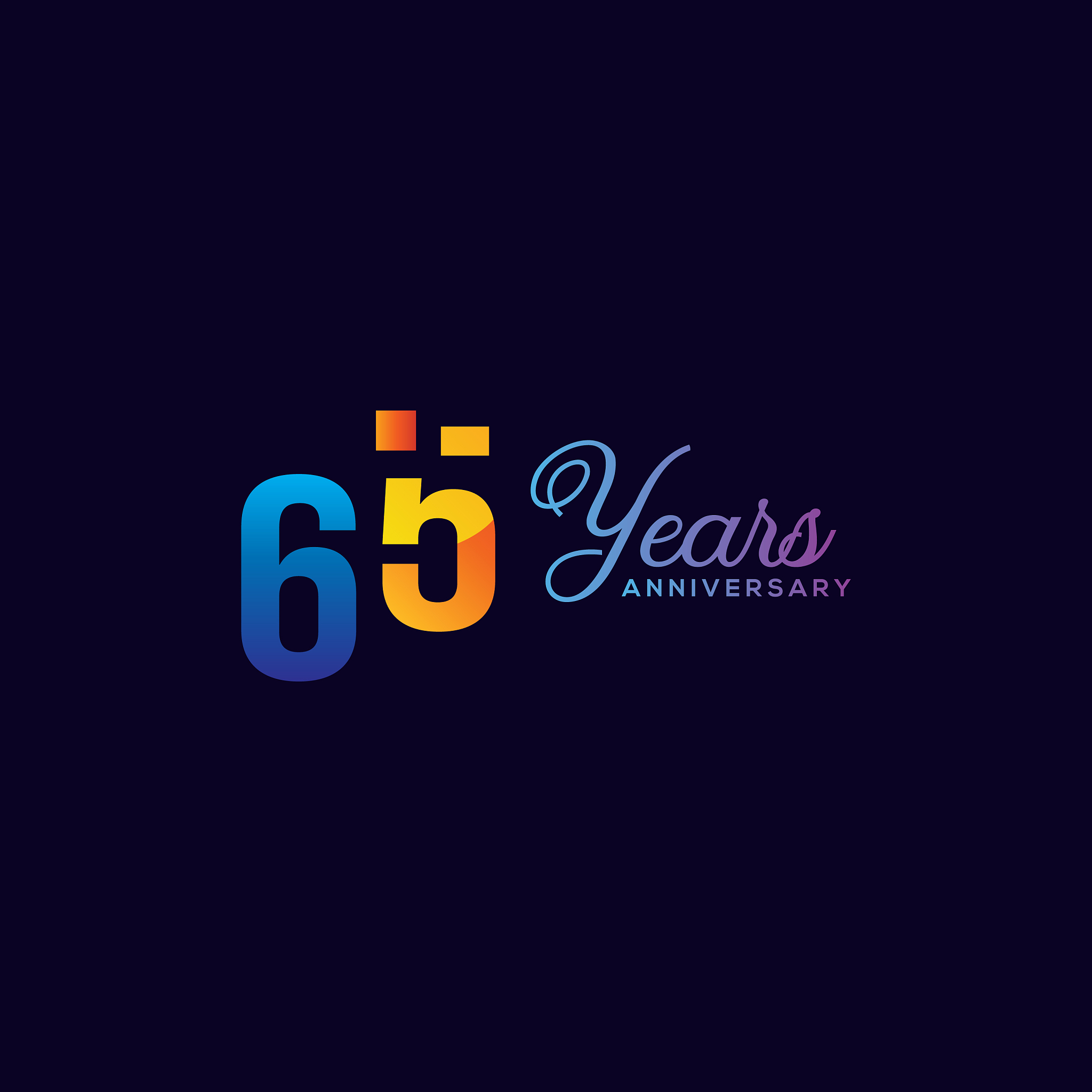 65 anniversary numbers gradient design