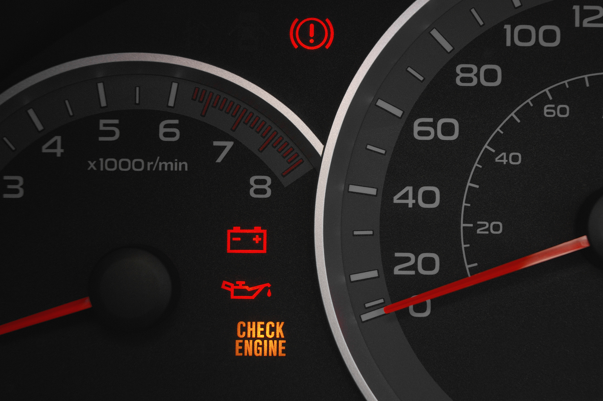 check engine warning light.