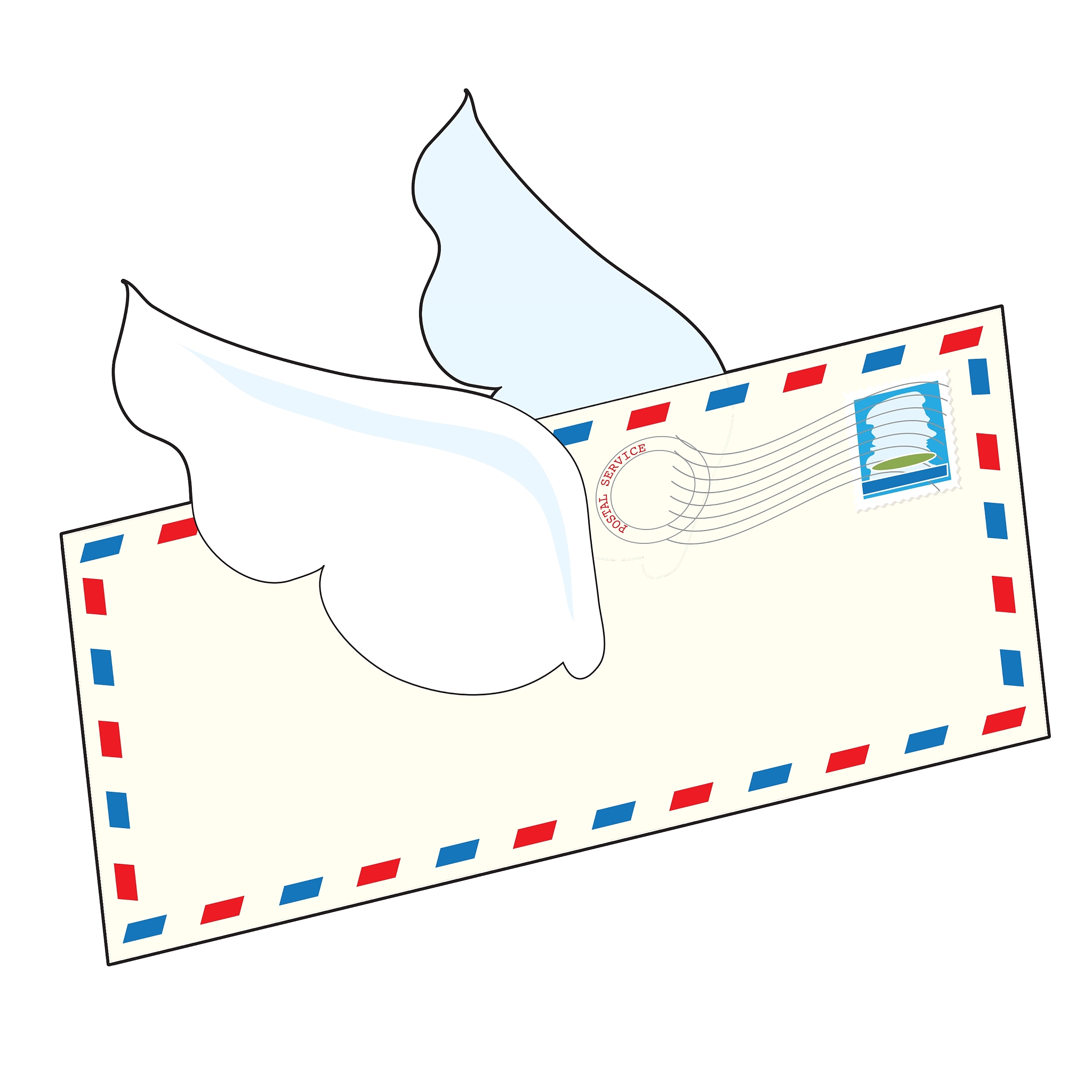 letter with wings